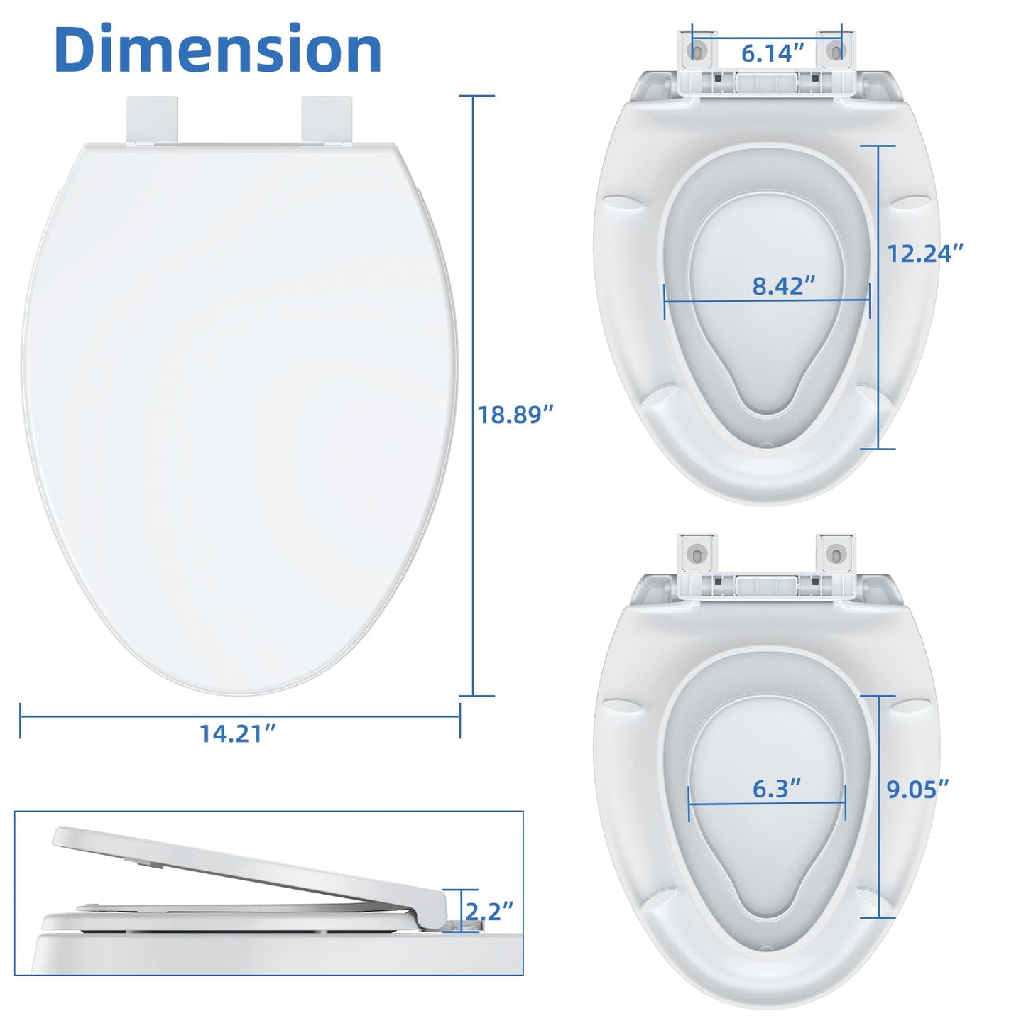 Toddler Toilet Seat – White Elongated Toilet Seat with Toddler Seat, Quick-Release & Slow-Close Hinges, Child & Adult Friendly, Fits 19-Inch Elongated Toilets, Perfect for Family Bathroom Training
