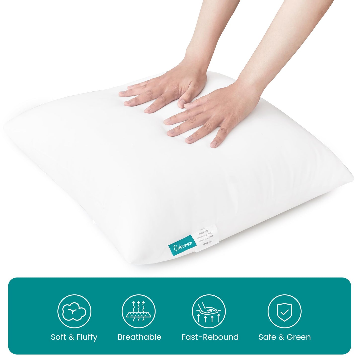 Oubonun 30 x 30 Throw Pillow Inserts - Soft, Plush & Decorative Down Alternative Pillows for Couch Sofa Bed, Machine Washable - White, Pack of 2