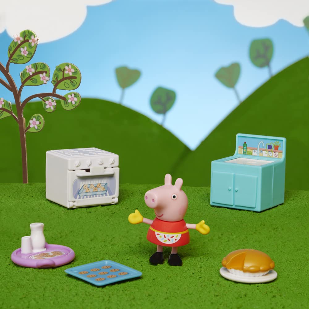 Peppa Pig Peppa’s Club Peppa Loves Baking Little Spaces Themed Preschool Toy, Includes 1 Figure and 5 Accessories, for Ages 3 and Up