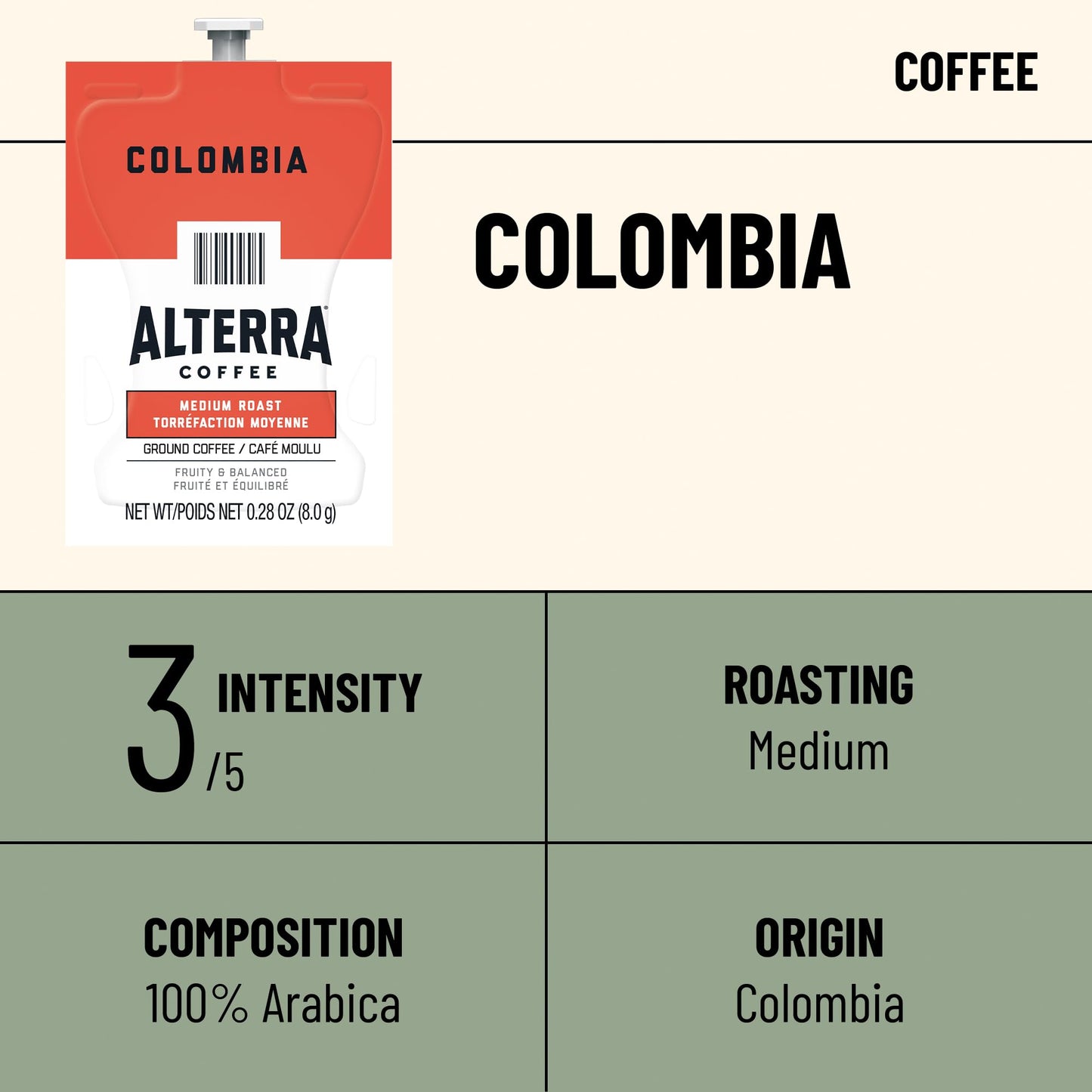 FLAVIA ALTERRA Coffee, Colombia, 20-Count Fresh Packs (Pack of 5)