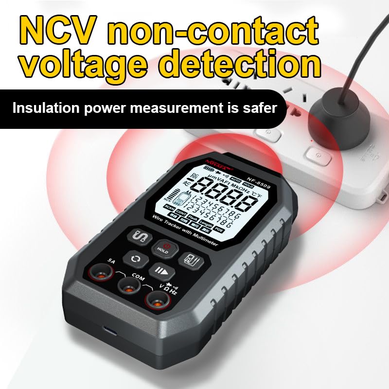 NOYAFA Network Cable Tester with Multimeter Tester, RJ45 CAT5 CAT6 Ethernet Cable Tester Port Flashing, NCV Anti-Burn AC DC Voltmeter POE Tester, Anti-Jamming TDR Network Tester Cable Toner