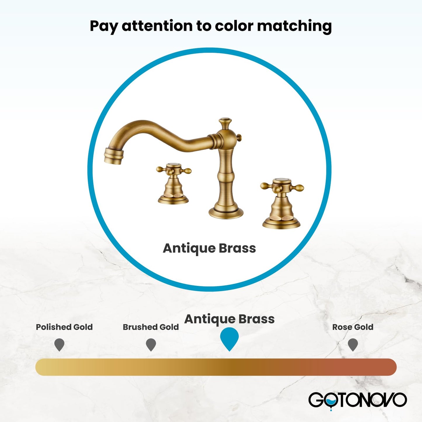 gotonovo 3 Hole Widespread Bathroom Sink Faucet Double Cross Handle Mixer Tap Faucet for Bathroom Sink Vanity Faucet Deck Mount Basin Hot Cold Water Matching Pop Up Drain Antique Brass