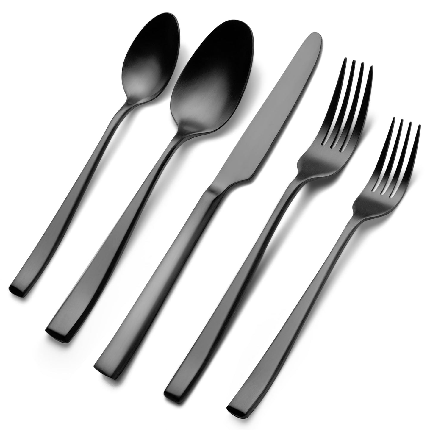 Matte Black Silverware Set, EIUBUIE 40-Piece Premium Stainless Steel Black Cutlery Set for 8, Matte Flatware Sets, Kitchen Utensils Sets Include Forks Spoons Knives