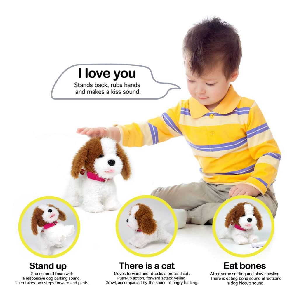 WEofferwhatYOUwant Interactive Robot Dog, Plush Goldendoodle Teddy with 12 Voice Commands - Speech Recognition, Walks Barks Sings Dances Push-Ups, Educational Talking Pet for Kids Seniors, Ages 3+