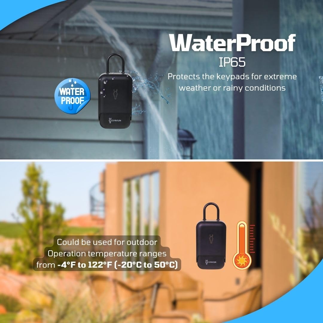 LINKSTYLE Matrix II Smart Key Lock Box with WiFi Hub for Anywhere Access, Waterproof, Bluetooth, Fingerprint, Wall Mounted, Door Handle for Outdoor, Airbnb, Realtors, Garage, Car