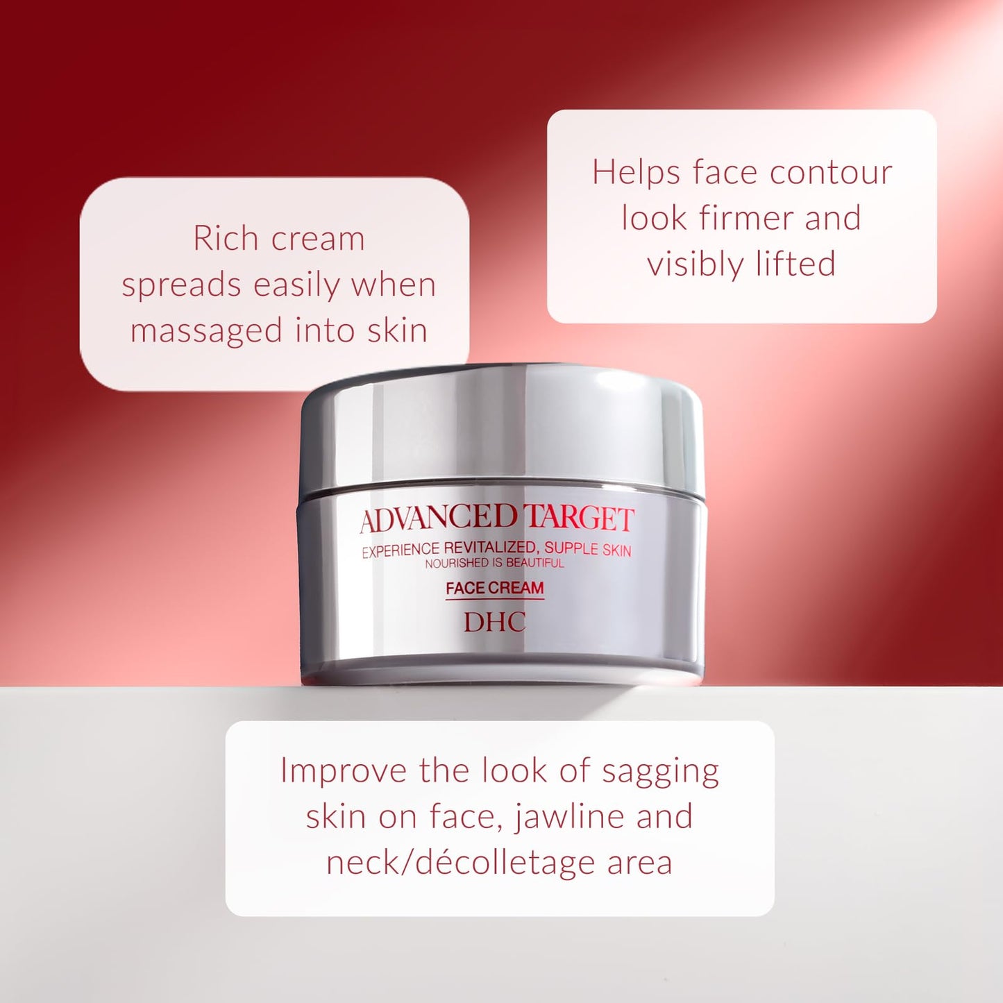 DHC Advanced Target Face Cream, Targeted Revitalizing Cream for Face and Jawline, 1.7 oz. Net Wt. (50g)