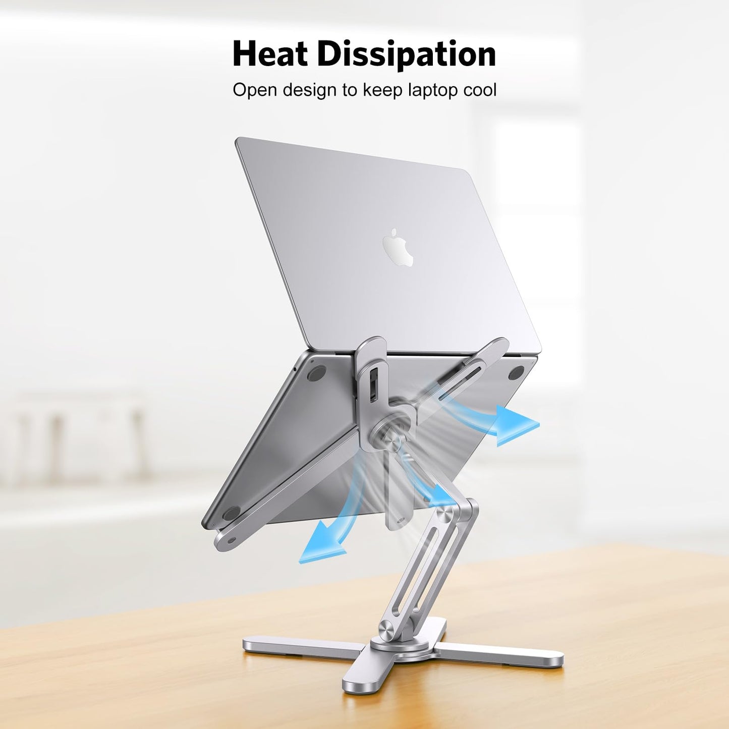 OMOTON 360 Rotating Laptop Stand Riser for Desk, Ergonomic Foldable Computer Stand Adjustable Height Angles for Collaborative Work, Easy Storage Fit Macbooks,All Laptops up to 16 inches, Silver