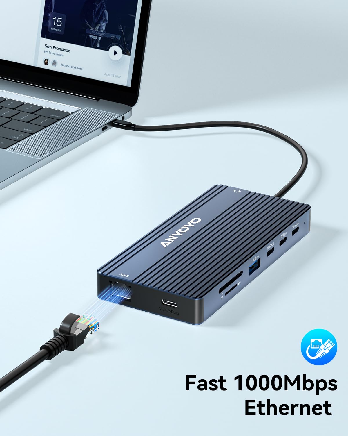 ANYOYO USB C Docking Station Dual HDMI 4K60HZ, 14-in-1 Docking Station 3 Monitor(2 HDMI+USB C Video Out),10Gbps(3A+C),PD100W,1G Ethernet, Laptop Docking Station for Dell,HP, Lenovo
