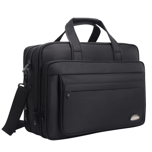 Large Briefcases For Men Canvas Tote Bag Laptop Case 19 Inch Computer Bag Work Bags Business Mens Bag Office Carrying Cases Messenger Bag Book Bag Black (X-Large Size