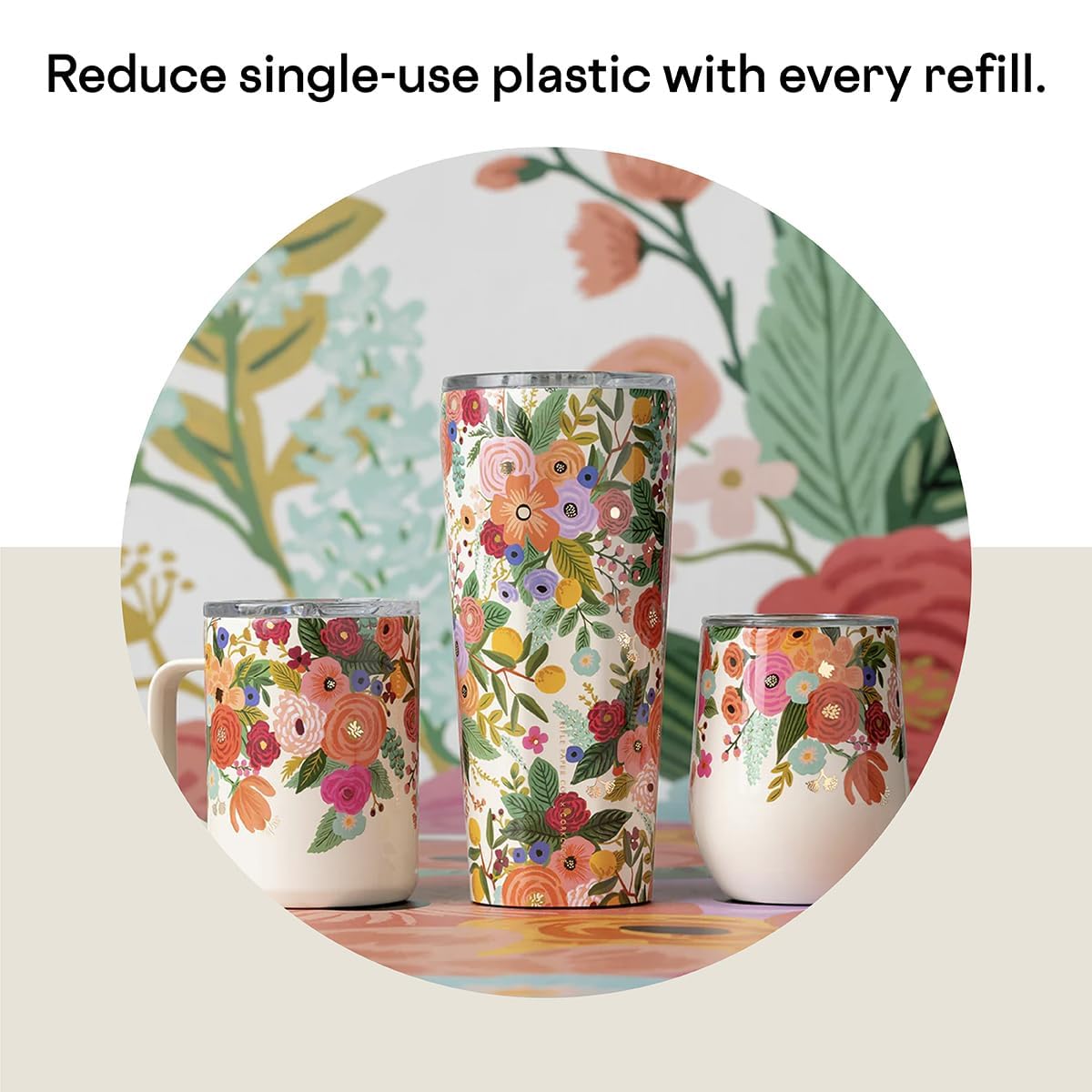 Corkcicle x Rifle Paper Co. Classic Insulated Coffee Mug - Keeps Drinks Cold 9 Hours - Triple-Insulated - Gift for Mom - Great for Mother's Day or Christmas - 16 oz - Garden Party Cream