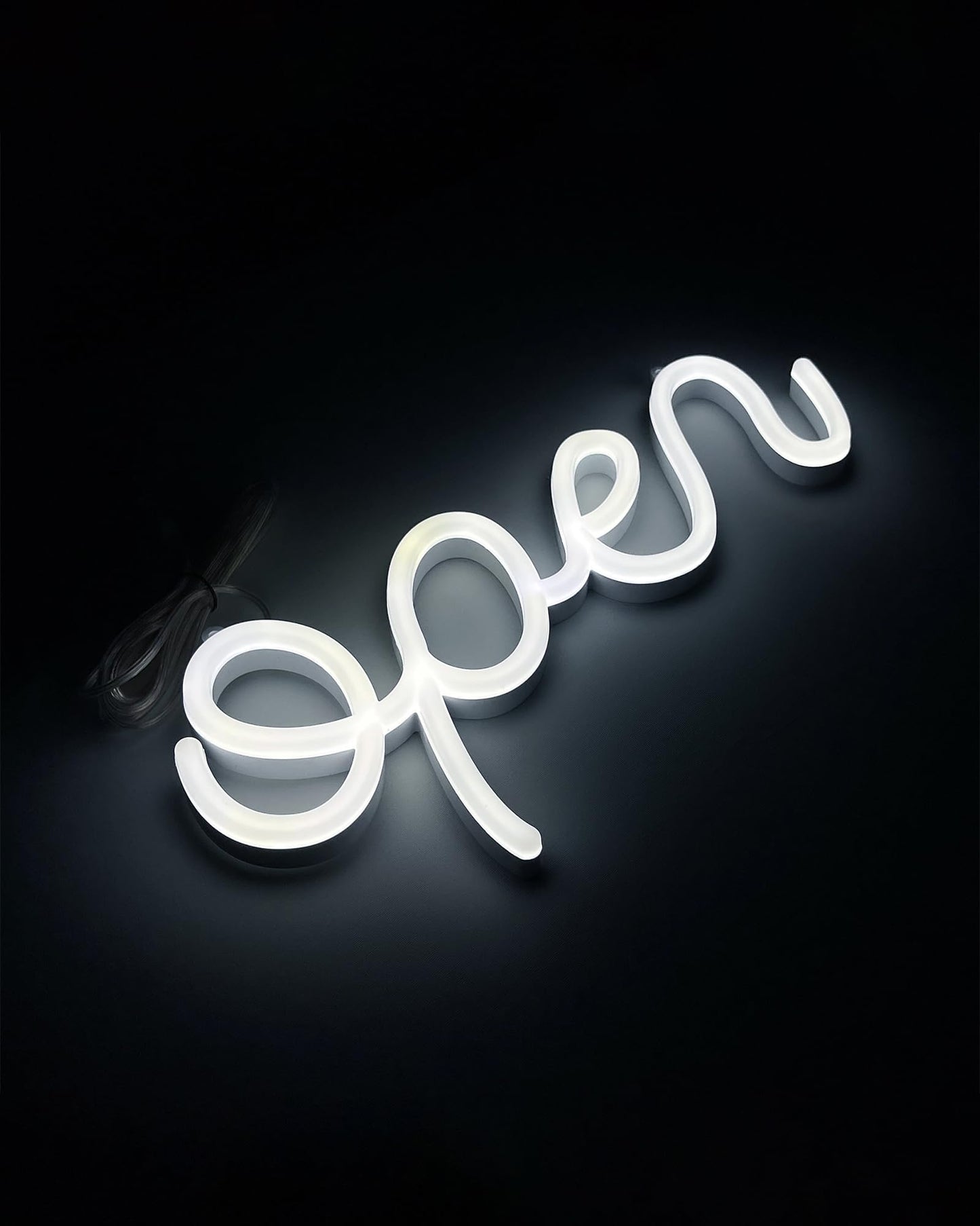 HiNeon LED Neon Open Sign for Business 15x7in w/ON/OFF Switch, Bright Lighted Open Sign for Window, Light Up Open Signs for Shop Cafe Salon Boutique Bar (White)