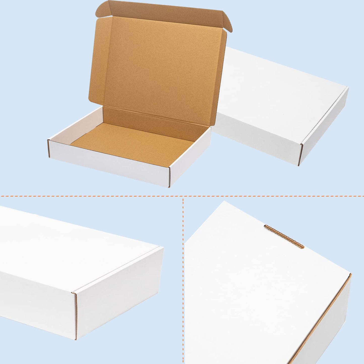 Wowxyz White Shipping Boxes 13x10x2" 30 Pack - Corrugated Cardboard Box Mailers for Small Business, Literature Mailer Packaging Supplies