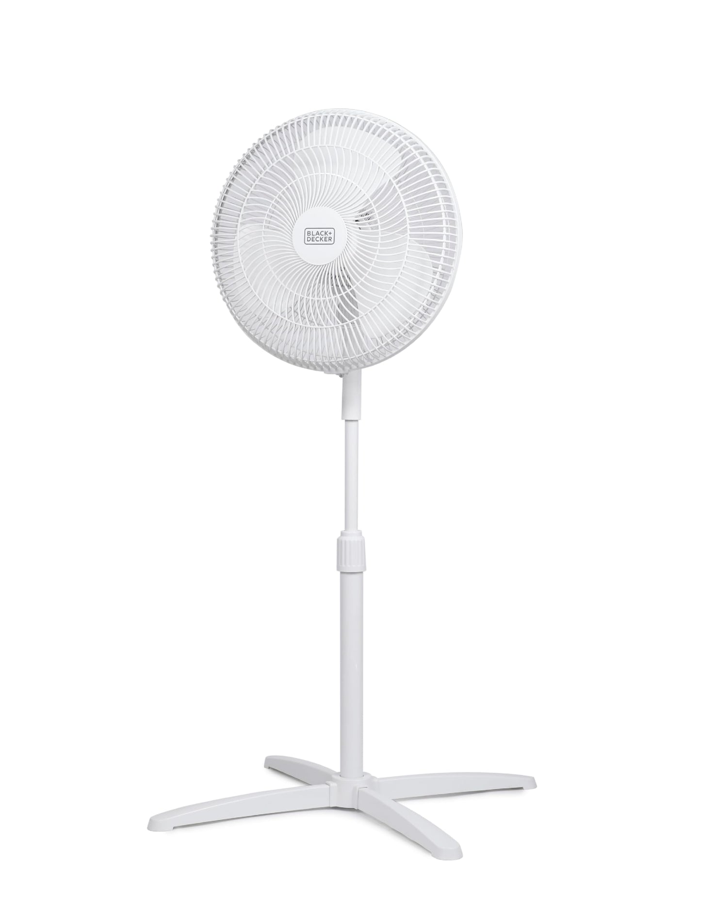 BLACK+DECKER 16-Inch Pedestal Fan, BFP16MXW, Oscillating Fan for Home and Office, Standing Fan with 3 Speed Settings, Height Adjustable with Adjustable Head Tilt, White