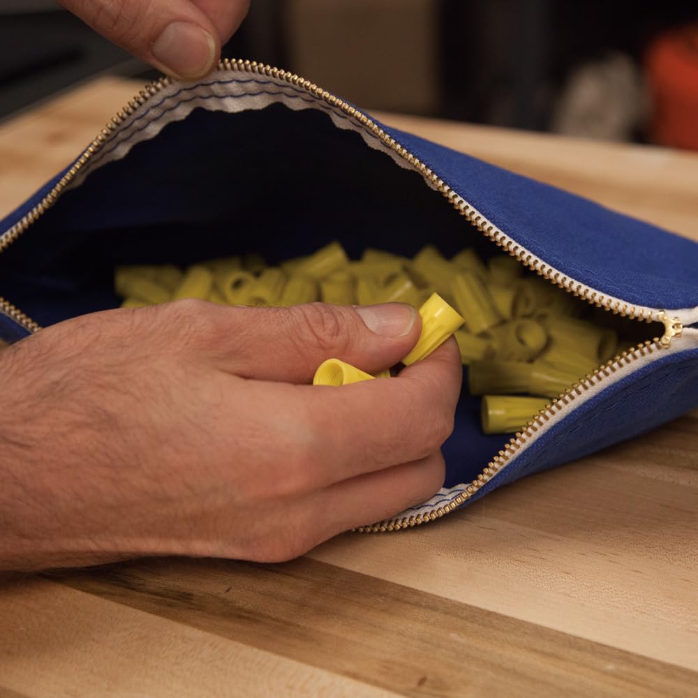 Klein Tools 5140 Canvas Zipper Bag, Tool Pouch, Bank Deposit Utility Bag, 12.5 x 7-Inch, Olive/Orange/Blue/Yellow 4-Pack