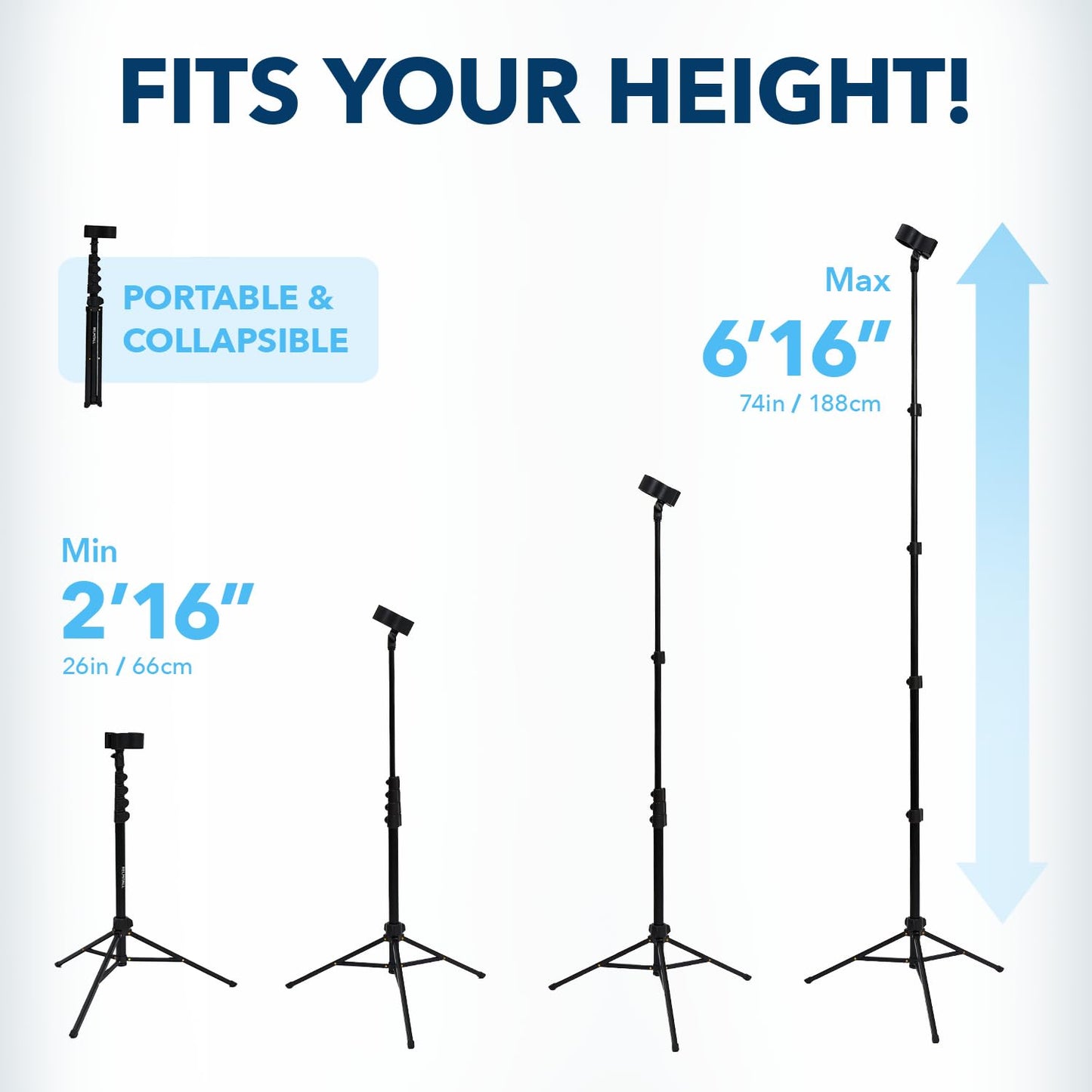 RELMITALL Hair Dryer Stand – Heavy Duty 26-74 Inch Adjustable Blow Dryer Holder with Non-Slip Tripod and Universal Clip – Hands Free for Frozen Shoulder, Arthritis, and Wrist Pain Relief