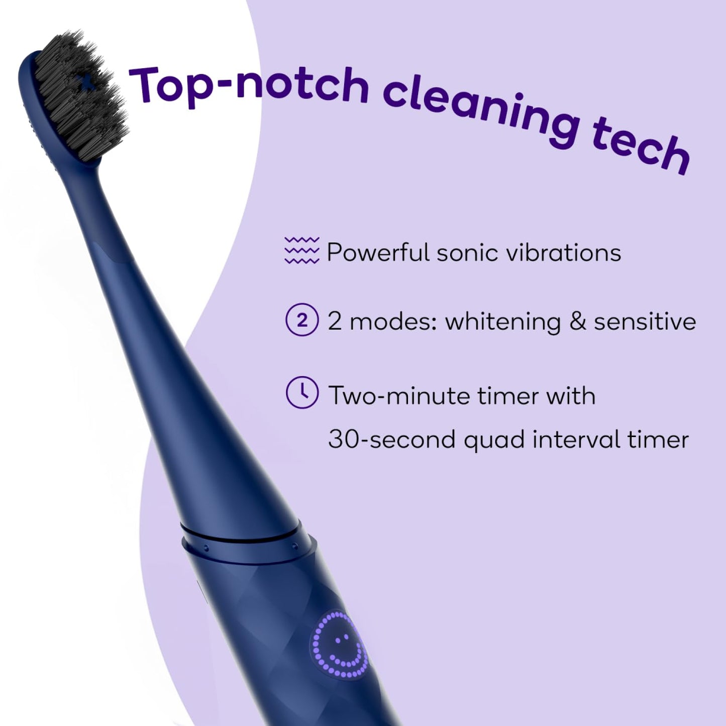 Burst Curve Sonic Electric Toothbrush for Adults (Cobalt Blue) | Slim Travel Brush with Cover | Ultra Soft Bristles | Up to 2 Month Rechargeable Battery | Two Modes & Timer