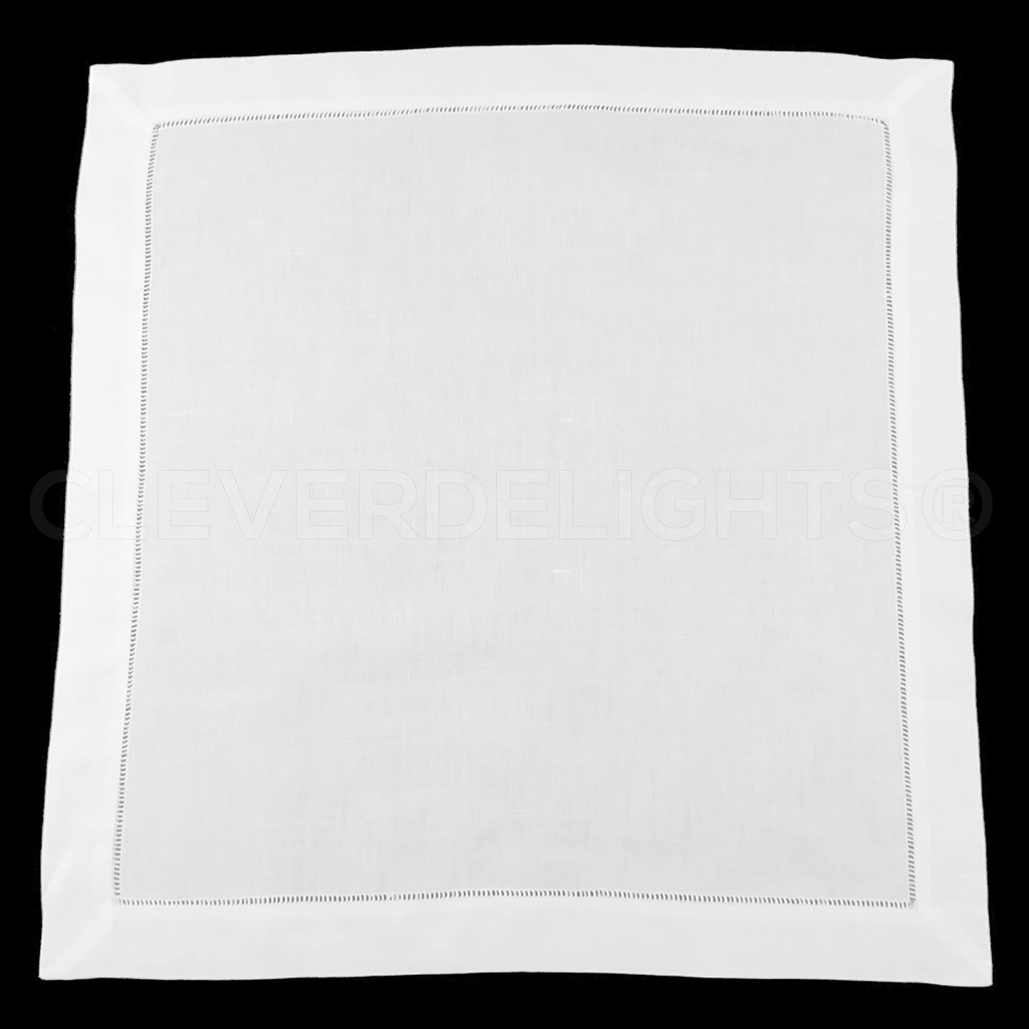 CleverDelights 20" White Hemstitch Dinner Napkins - 12 Pack - 55/45 Linen Cotton Blend