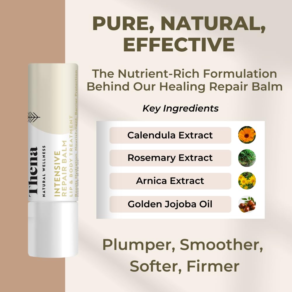 Organic Lip Treatment Balm Ultra Hydrating & Nourishing Care for Dry, Chapped, Cracked Lips & Skin, Visibly Smooths Wrinkles & Fine Lines, Natural Skin Care, 6 Pack Gift Set, Women & Men