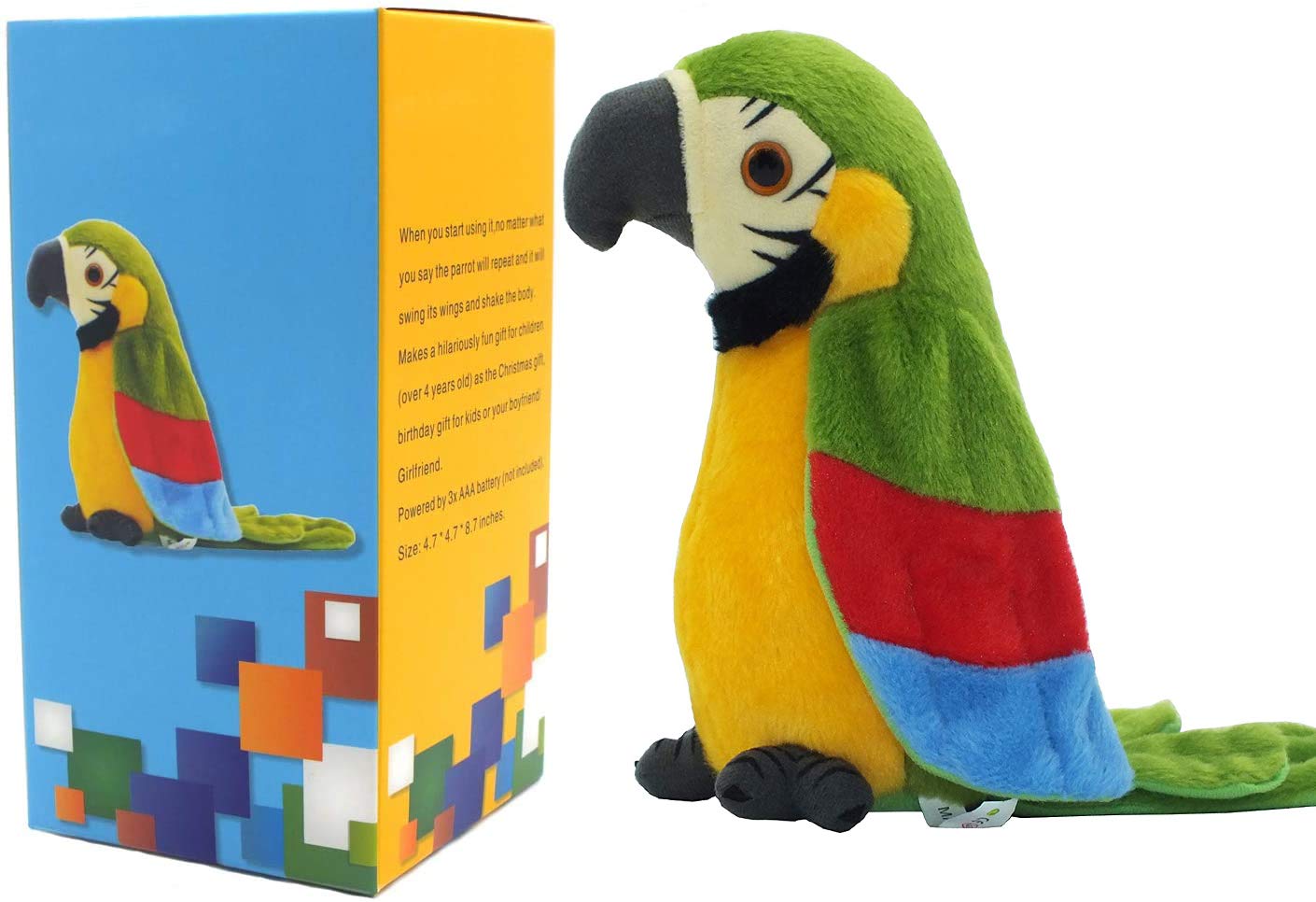 QDD Talking Parrot Repeats What You Say Mimicry Pet Toy Plush Buddy Parrot Children Gift (Green)