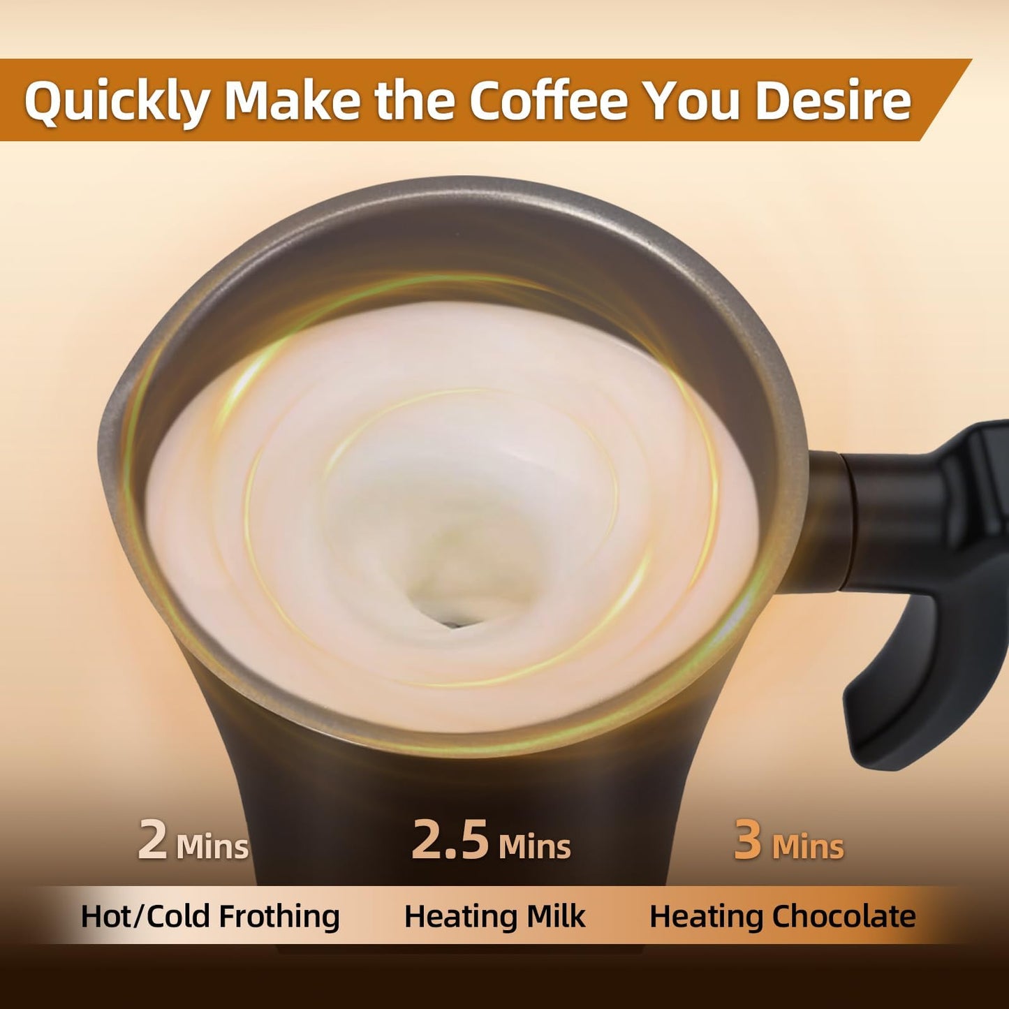 MUMAO Milk Frother, 4-in-1 Electric Milk Steamer, 350ml/11.8oz Automatic Frother for Coffee, Warm and Cold Foam Maker for Latte, Cappuccino and Hot Chocolate (Black)