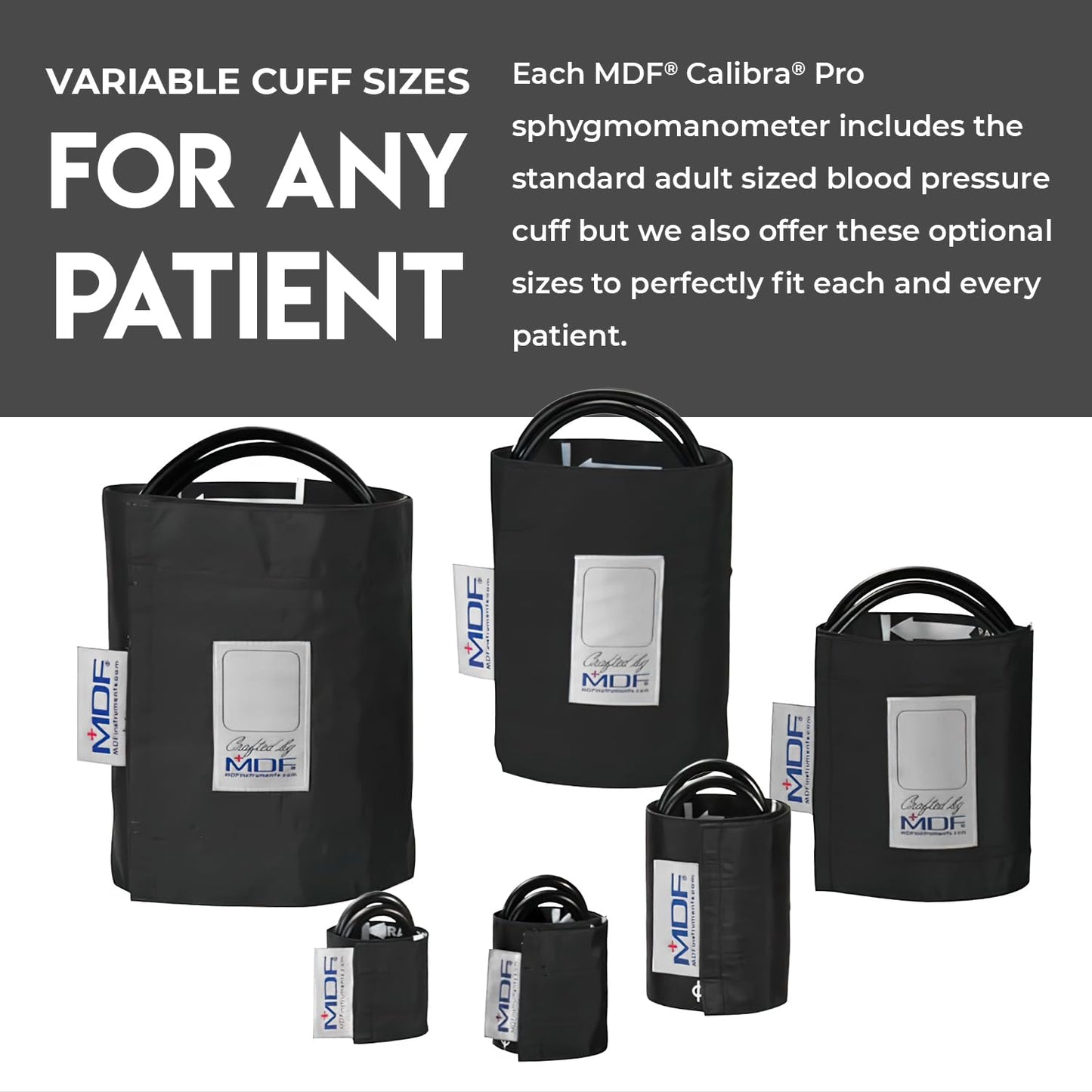 MDF Instruments, Extra Large Gauge Calibra Pro Aneroid Sphygmomanometer with Shock Guard & Adult Sized Cuff Included, Lifetime Calibration, Black Dial, Black Cuff, MDF808B11