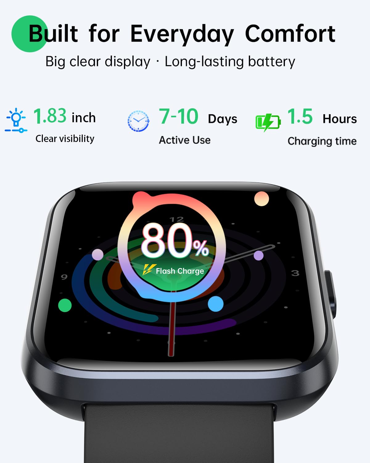 WMK Smart Watches for Women, Alexa Built-in, Answer/Make Call,1.83" Display,10 Day Battery, Heart Rate/SpO2/Sleep Monitor, 3ATM Waterproof, Compatible with iPhone/Android Fitness Tracker(2 Bands)
