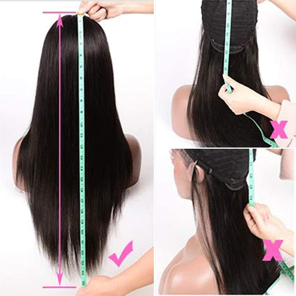 Vanmast Headband Wigs Human Hair 180% Density 12A Kinky Straight Human Hair Headband Wigs For Black Women Yaki Straight Human Hair Wigs With Headband Attached Half Wig Natural Black Color 24 Inch