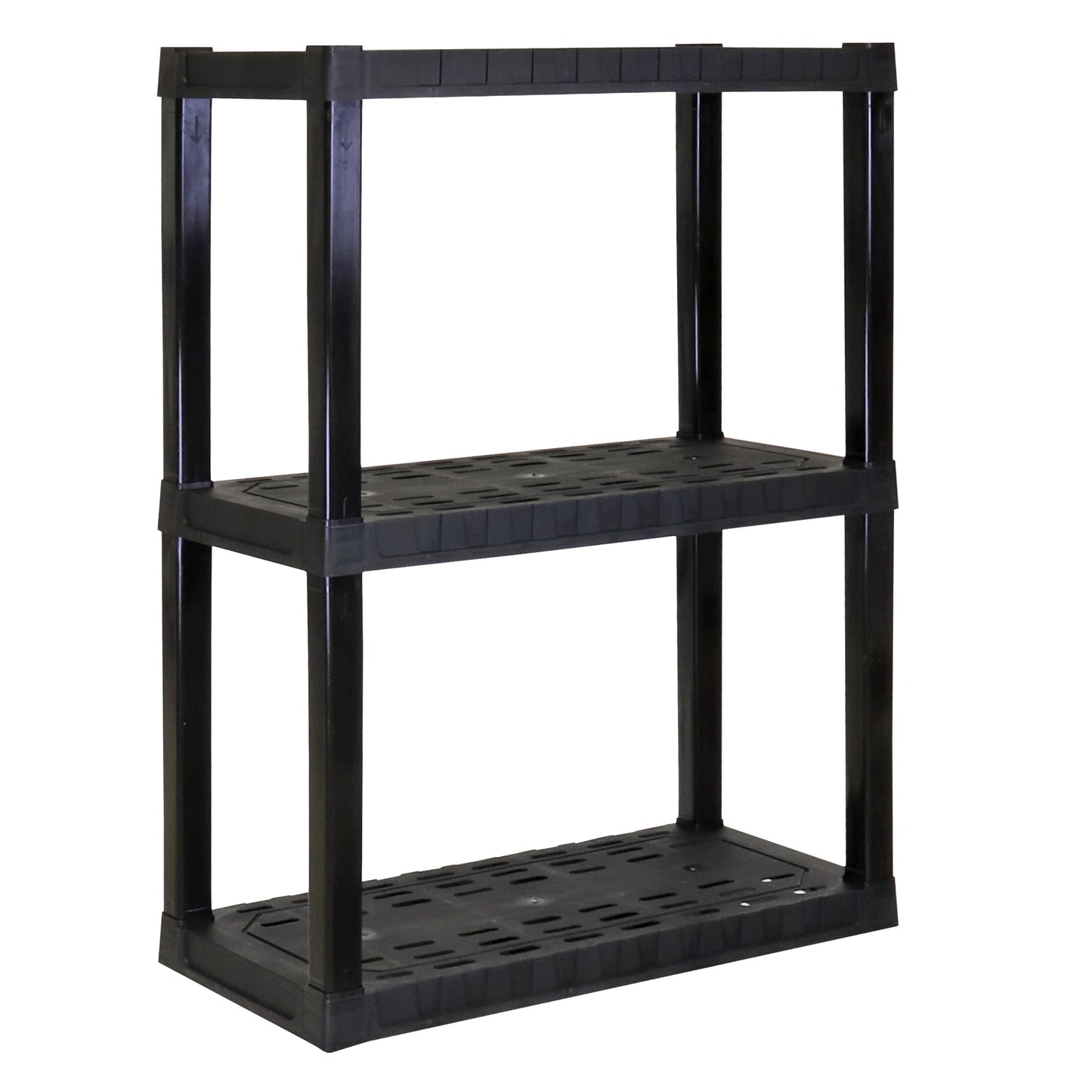 Oskar Heavy Duty Plastic Storage Shelves- for Garage, Kitchen, Bathroom Basement Kids Room, Stackable 3-Tier Black Organizer Rack for Books Shoes, Toys, Pantry, Cleaning and Closet Organization