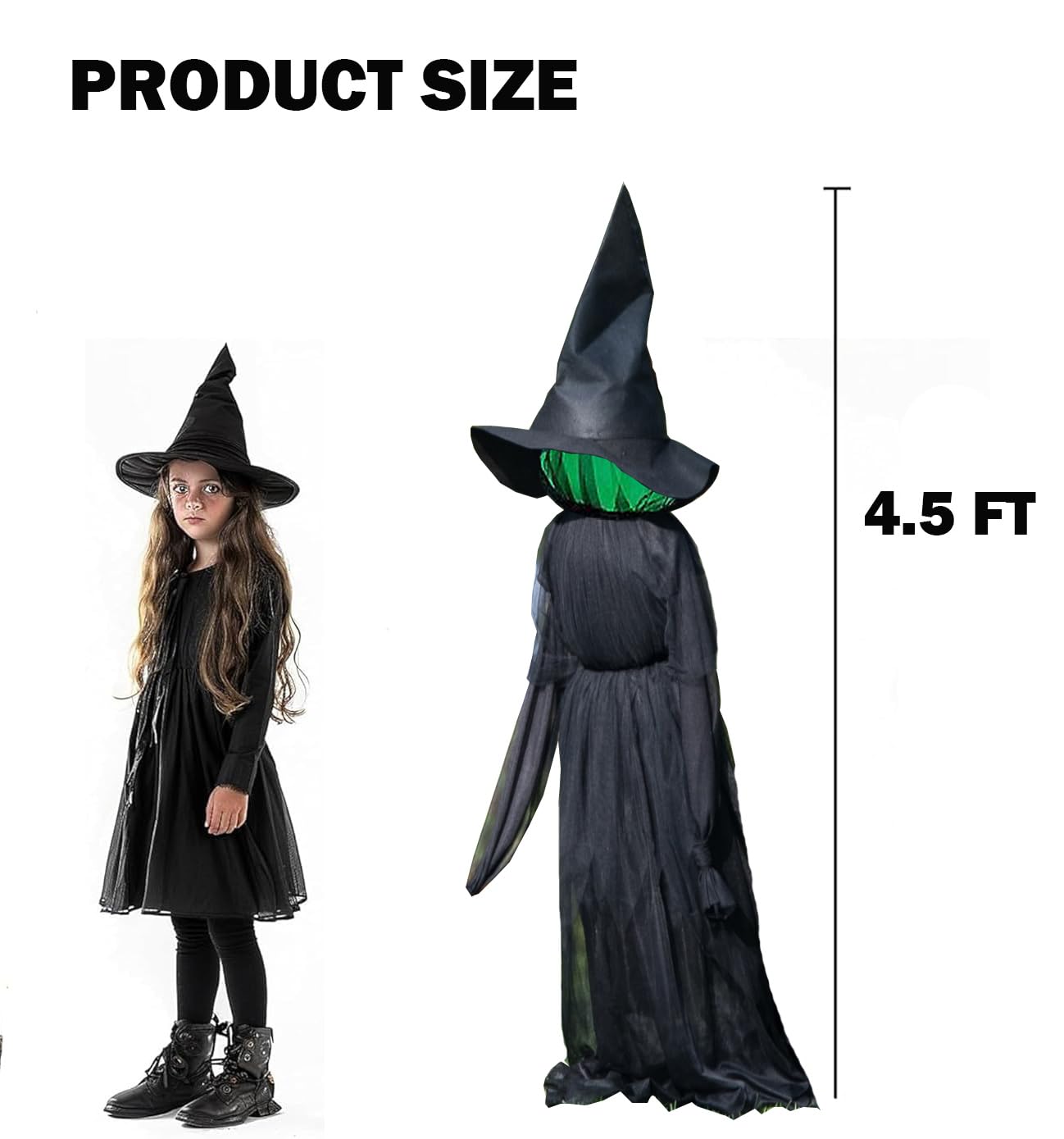Halloween Decorations, Set of 3 Light Up Witches Holding Hands Witches with Stakes，Voice Control Witch Glowing Head Waterproof for Outside Garden Statue Decoration Grass Lawn
