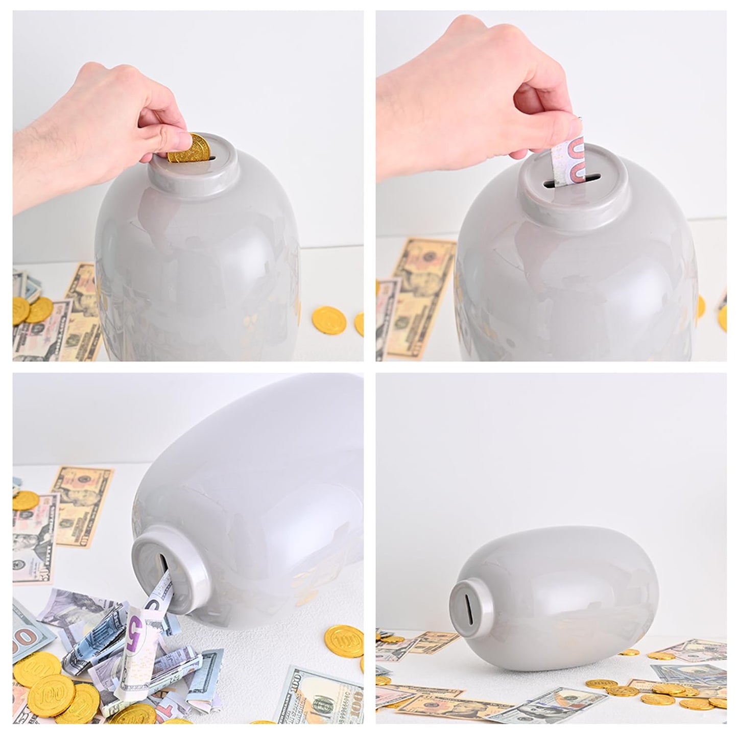 Large Piggy Bank for Adults Must Break to Open,Ceramic Money Bank,Alcancias De Dinero para Adultos,Girls Piggy Bank Boys,Coin Bank,Modren Home Decor Living Room,Disguise as Vase