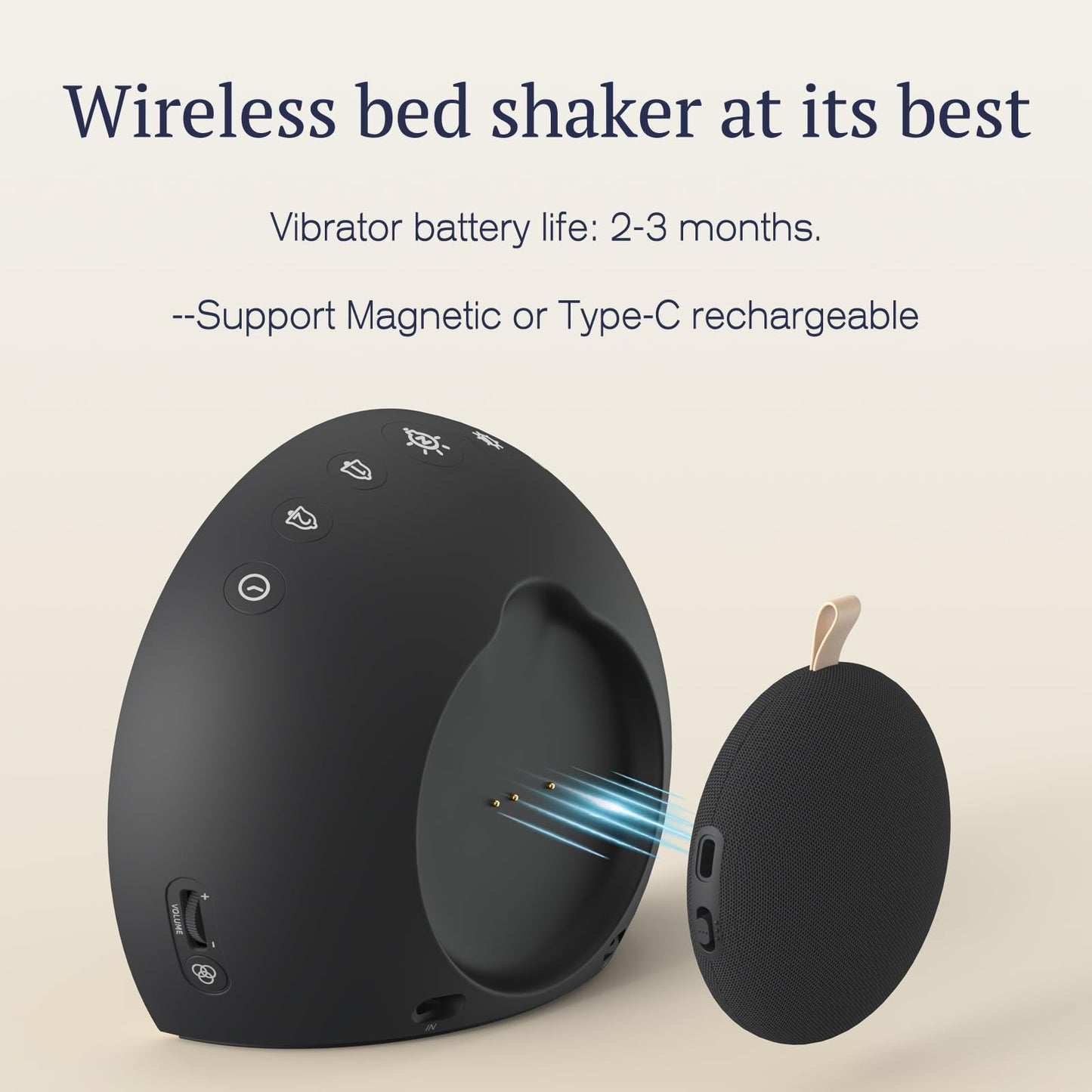 ANJANK Super Loud Alarm Clock with Wireless Bed Shaker, Vibrating Dual Alarm with Light Wake Up for Heavy Sleepers & Hearing Impaired, 9-Color Night Light, 8 Sounds, 0-100% Dimmer, USB Charger