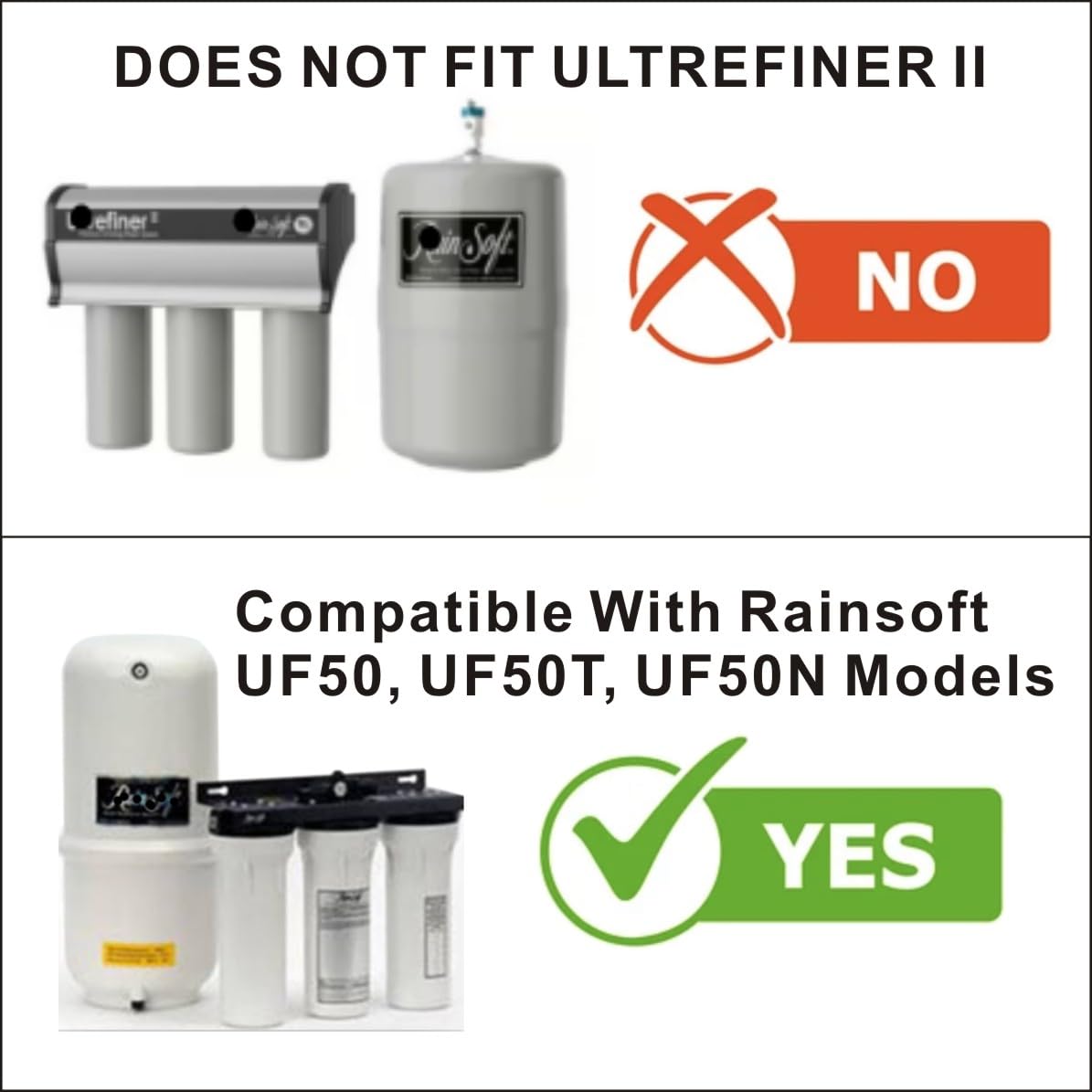 Replacement Filters Sets With Membrane(TFC-RS9-50) Only Compatible With Rainsoft UF50, UF50T, UF50N Models, BUT DOES NOT FIT ULTREFINER II
