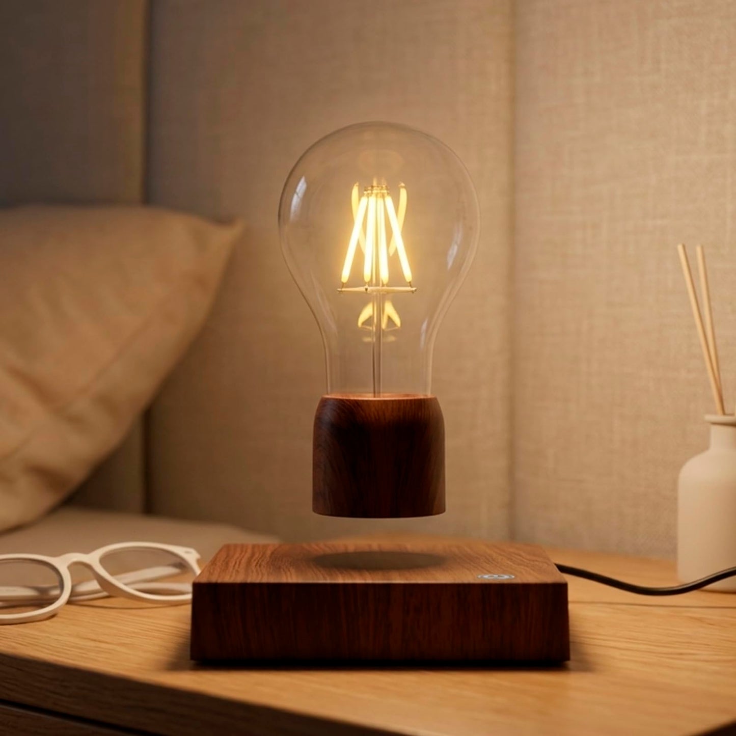 exekoml Magnetic Levitating Floating Wireless LED Light Bulb Desk Lamp for Unique Gifts, Room Night Light, Home Office Decor Tech Toys