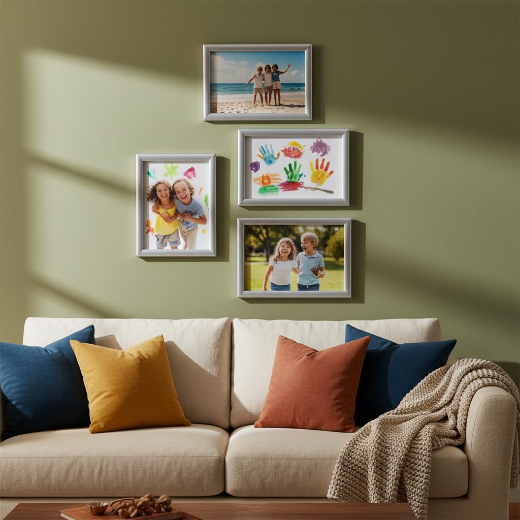 Azar Displays 300336-SLV-4PK Wall Mount Plastic Snap Poster Frame 8.5" x 11" Portrait/Landscape Sign Holder Frame, 4-Pack