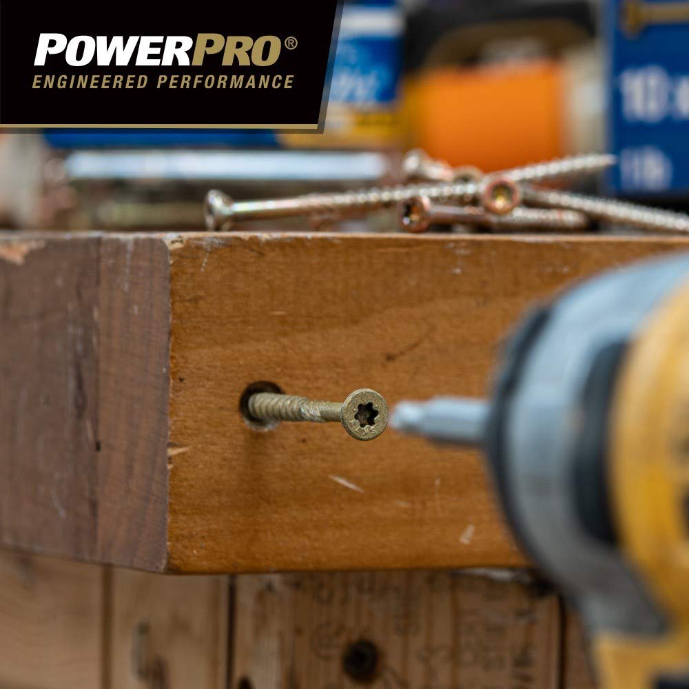 Power Pro 48616 Wood Screws, #10 x 4-1/2", Premium Outdoor Deck Screws, Rust Resistant, Epoxy Coated Bronze, 5lb Tub, 237 pcs