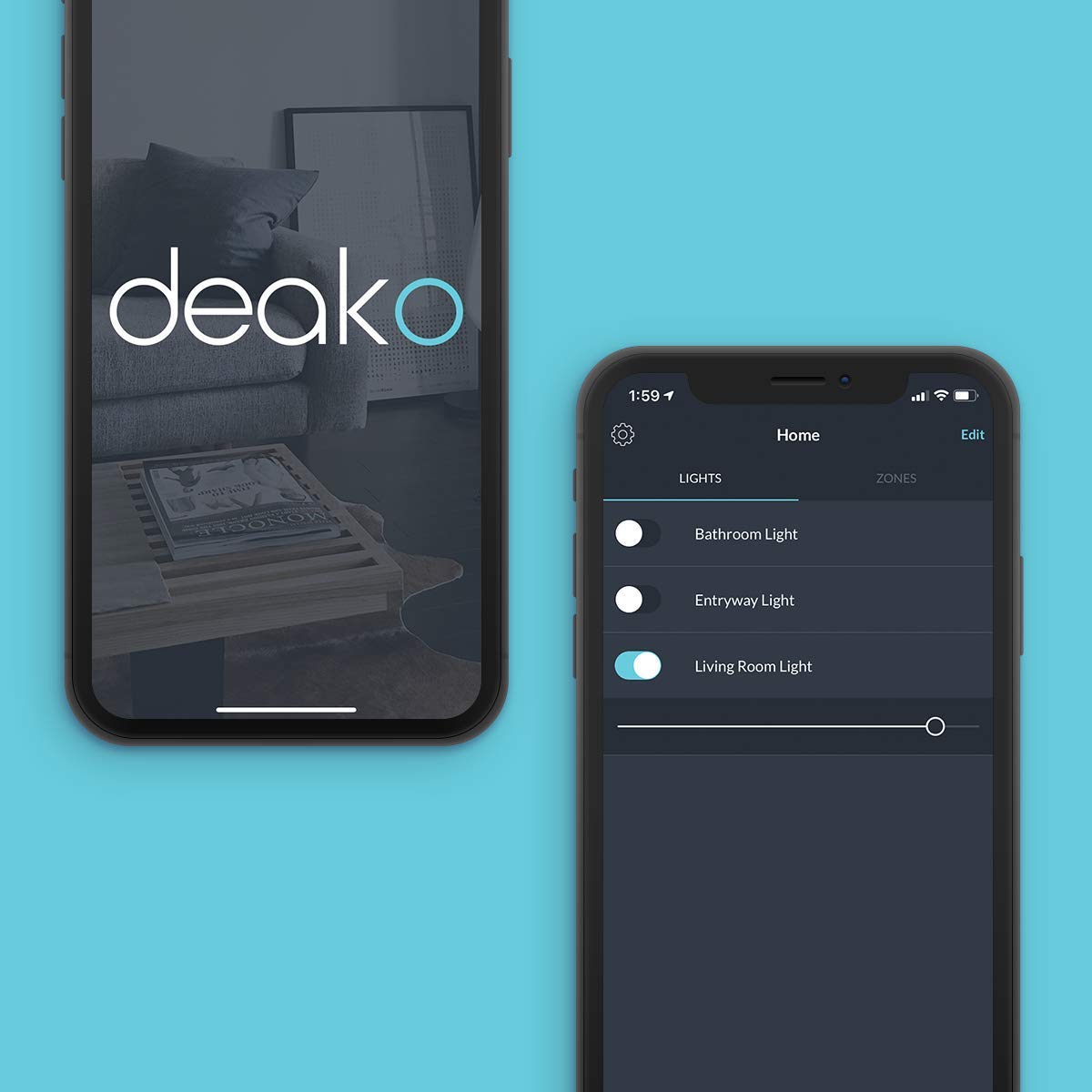 Smart Dimmer by Deako, Single-Pole, Rocker-Style Dimming, 2.4 GHz Wi-Fi, Programmable, Remote App, Voice Control w/Alexa, Google Assistant, Samsung, No Hub Required, Neutral Wire Required, White