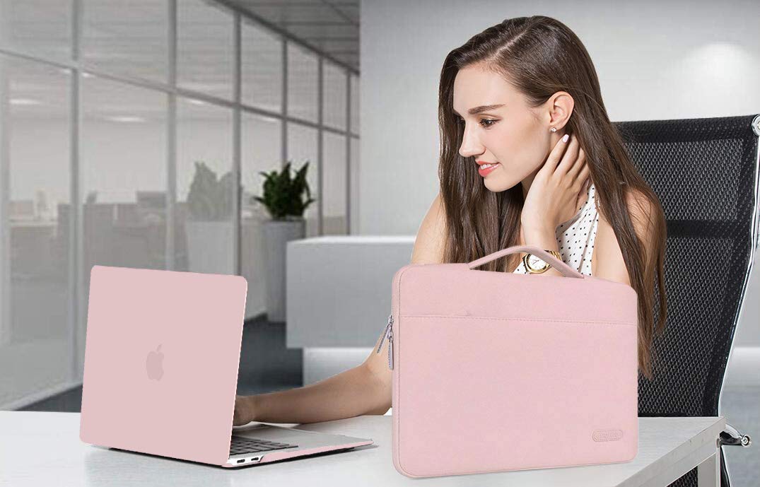 MOSISO Compatible with MacBook Air 13 inch Case M1 Chip 2022 2021 2020 2019 2018 Release A2337 A2179 A1932 Retina Display, Plastic Hard Shell&Bag&Keyboard Skin&Webcam Cover&Screen Film, Rose Quartz