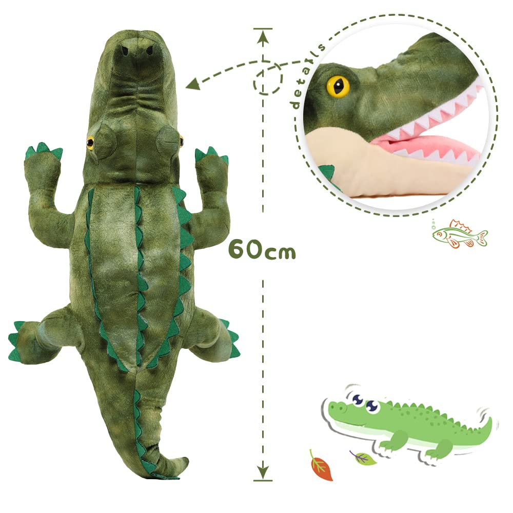 Karister Alligator Stuffed Animal 23.6", Mommy Crocodile Plush Toy with 3 Baby Crocodile, Stuffed Alligator Plush Gift,Stuffed Crocodile for Kids on Birthday,Christmas or Baby Shower