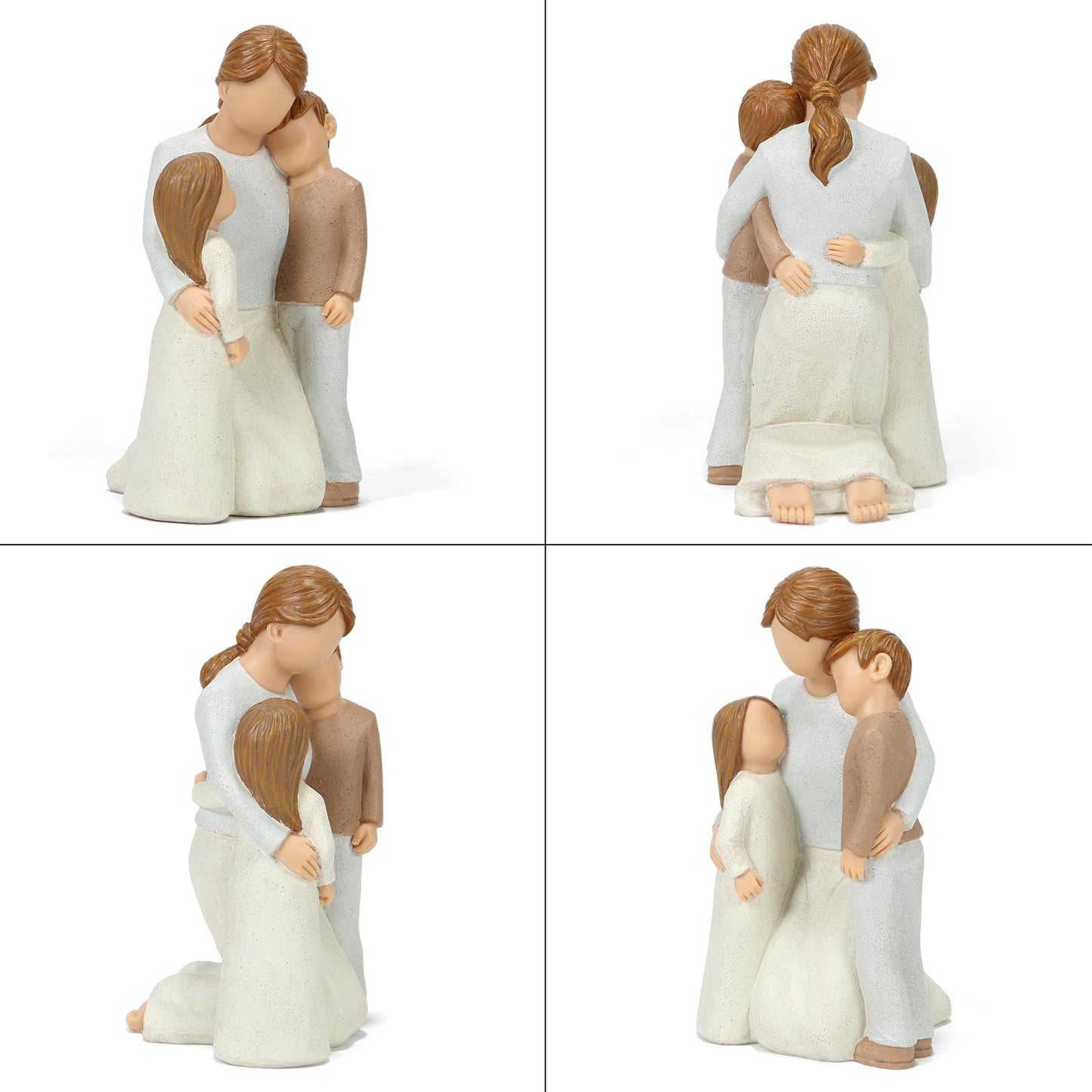Symbullize Mom and 2 Kids Figurines, Mother Cuddle Kids Statues, Sculpted Hand-Painted Figures Love My Mom Gift for Mother’s Day Anniversary Birthday Christmas