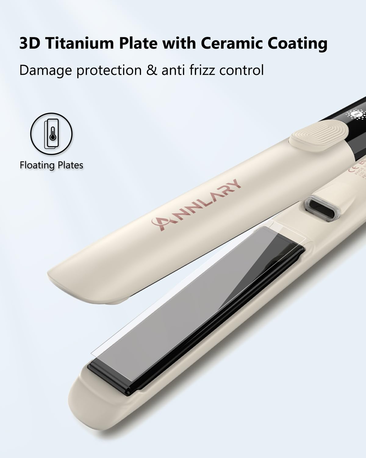 ANNLARY Hair Straightener, 1 Inch Flat Iron Straightener and Curler 2 in 1, Titanium Ceramic Ionic Dual Voltage Straightener with Anti-Iron Silicone for Less Frizz, Shinier & Smoother Hair
