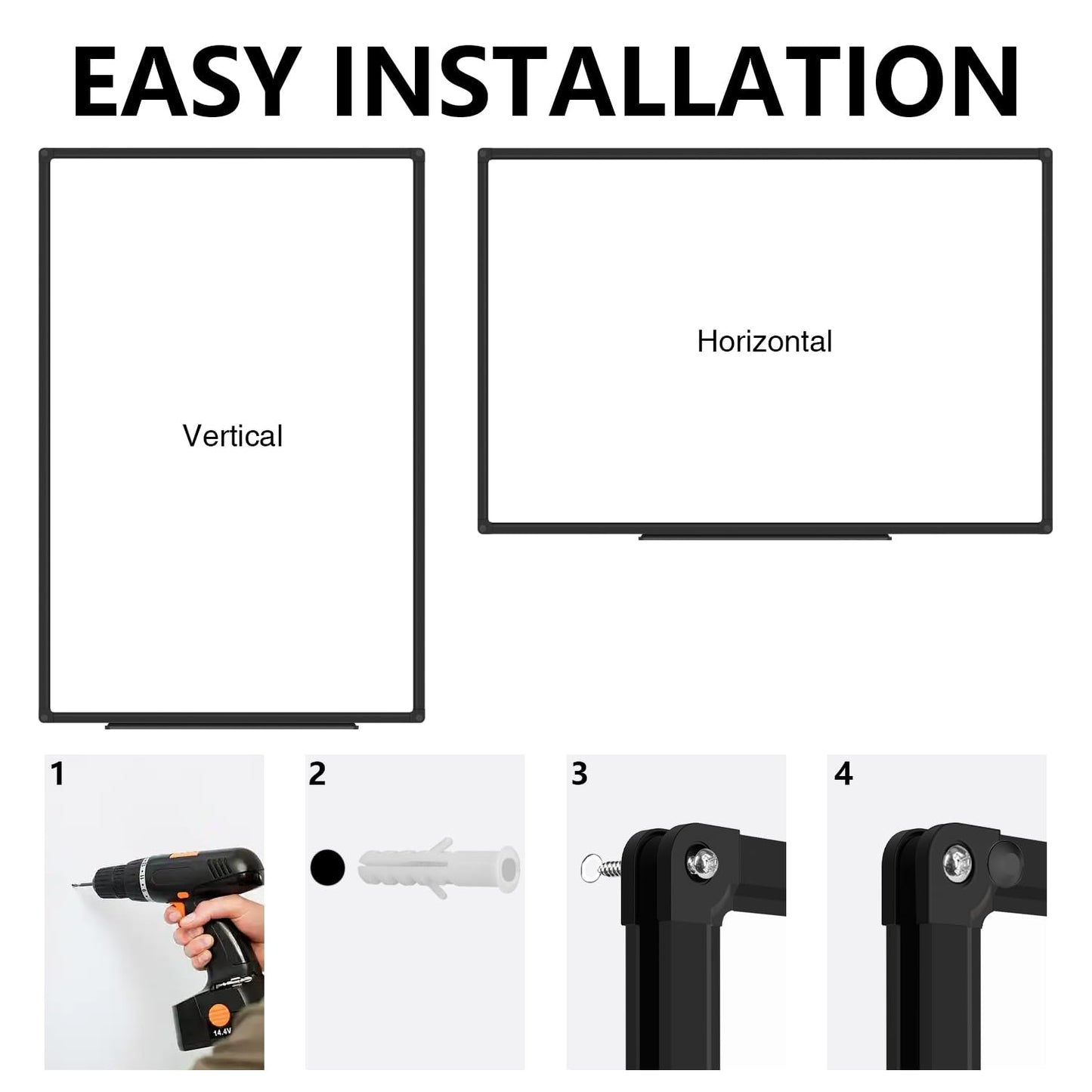 XBoard Magnetic Whiteboard 48 x 31 Inches, Dry Erase Board with Black Aluminum Frame