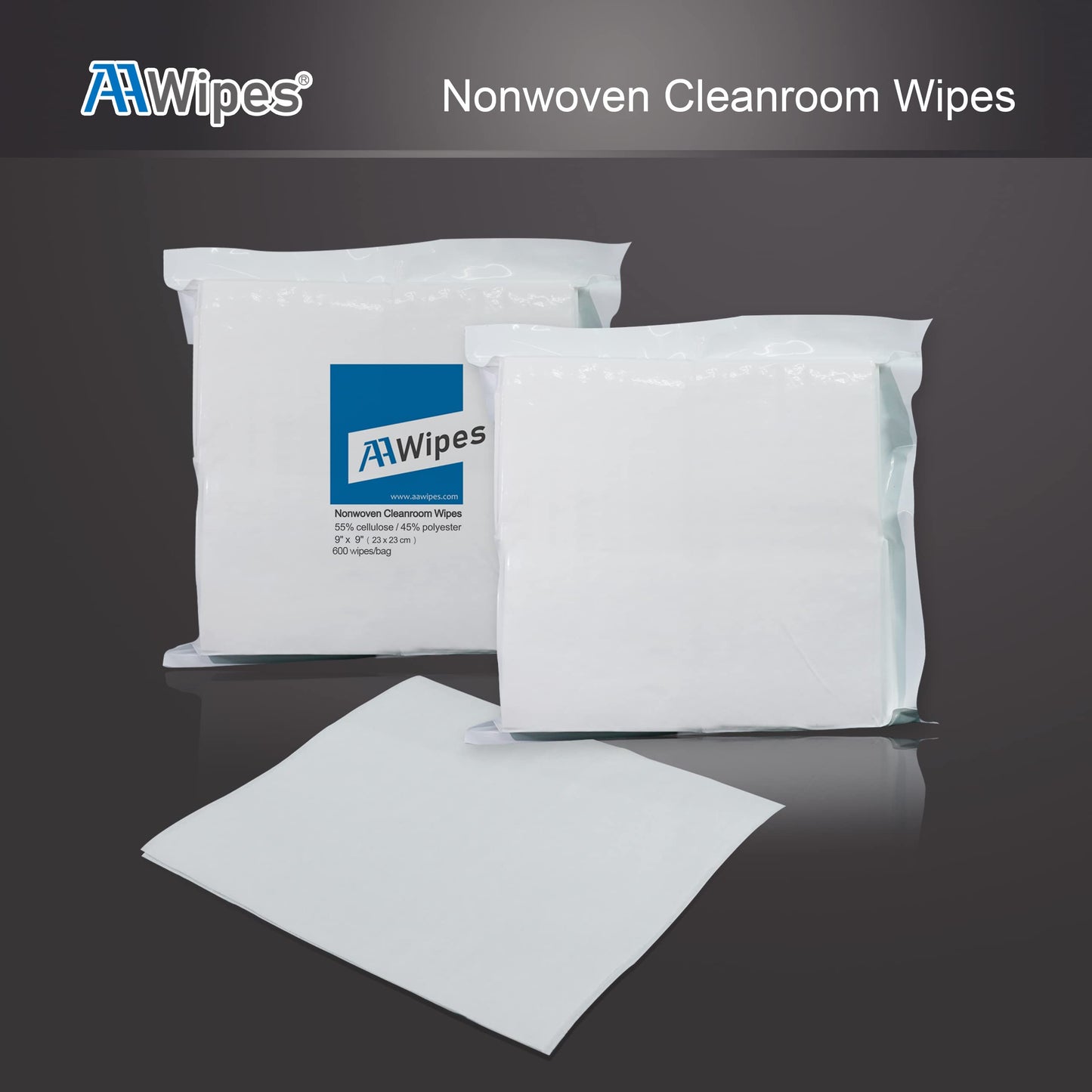 AAwipes Cleanroom Wipes Nonwoven Wipes Cellulose/Polyester Blend (Grade A, 68 Gram,Bag of 600 Pcs) 9" x 9"for Lab, Electronics, Pharmaceutical, Printing and Semiconductor Industries (NW06809-600)