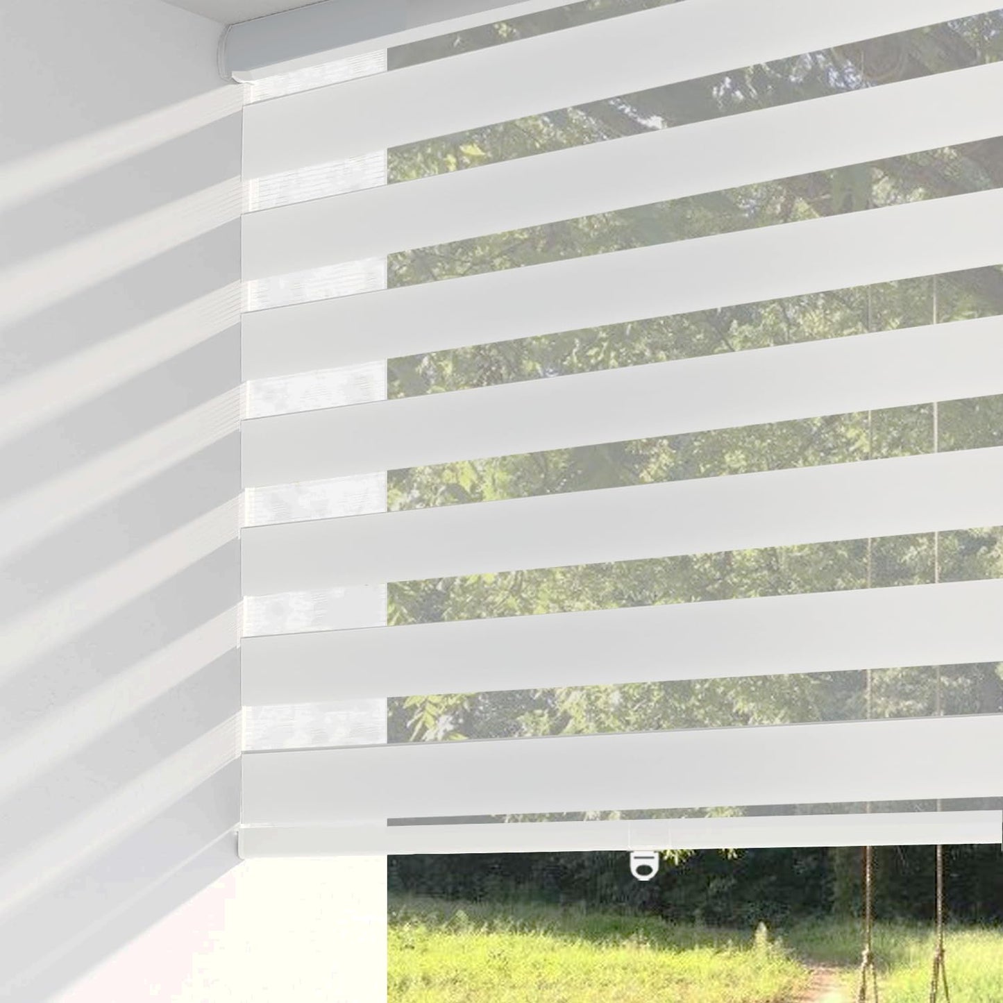 Shadesu Cordless Zebra Blinds for Windows, 51" W x 72" H, White, Dual Layer Free-Stop Zebra Shades, Light Control for Day and Night, Sheer Blinds for Indoor Windows, Bedroom, Kitchen
