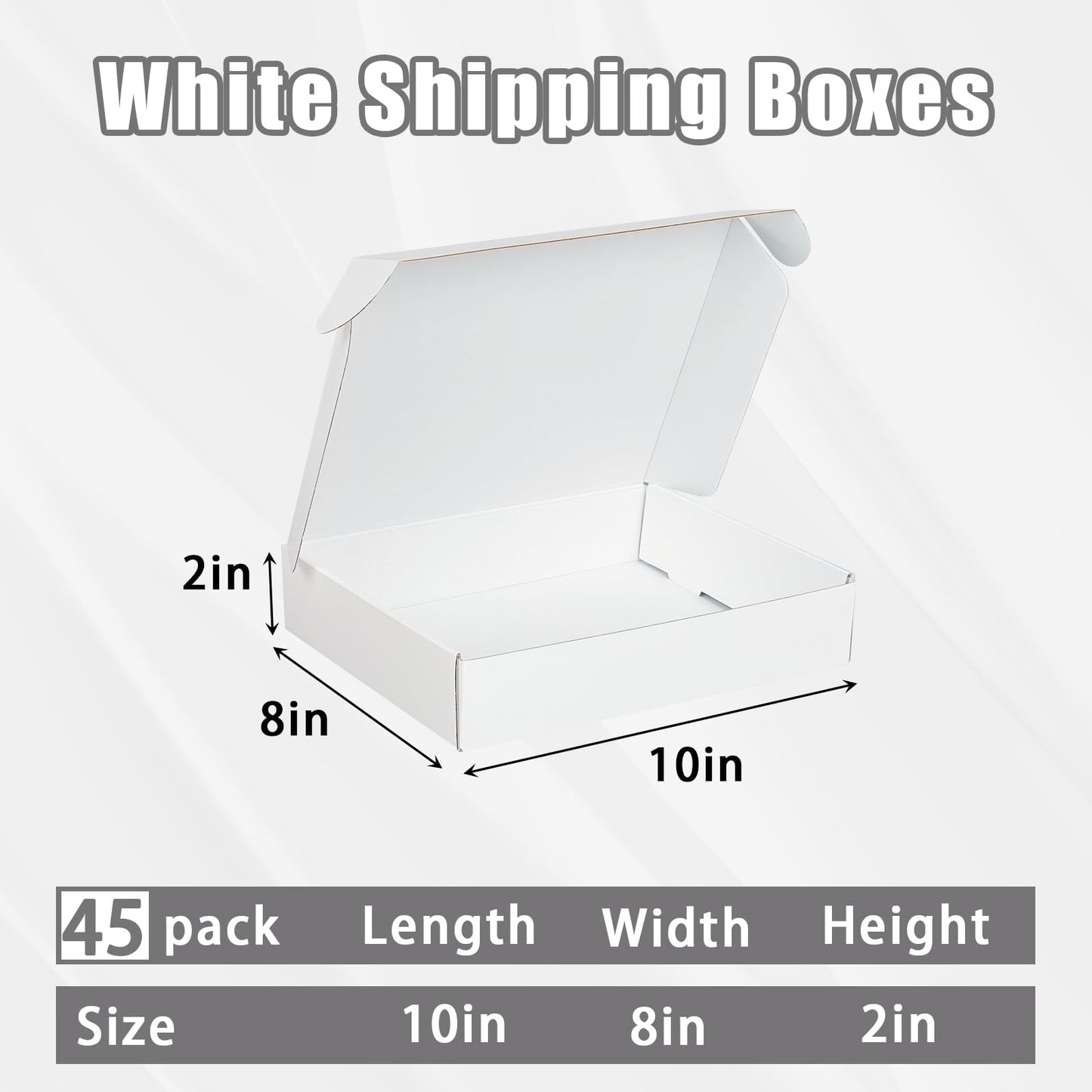 FORBFAN 10x8x2 Shipping Boxes, 40 Pack White Mailer Boxes for Small Business, Medium Corrugated Cardboard Boxes for Mailing & Shipping