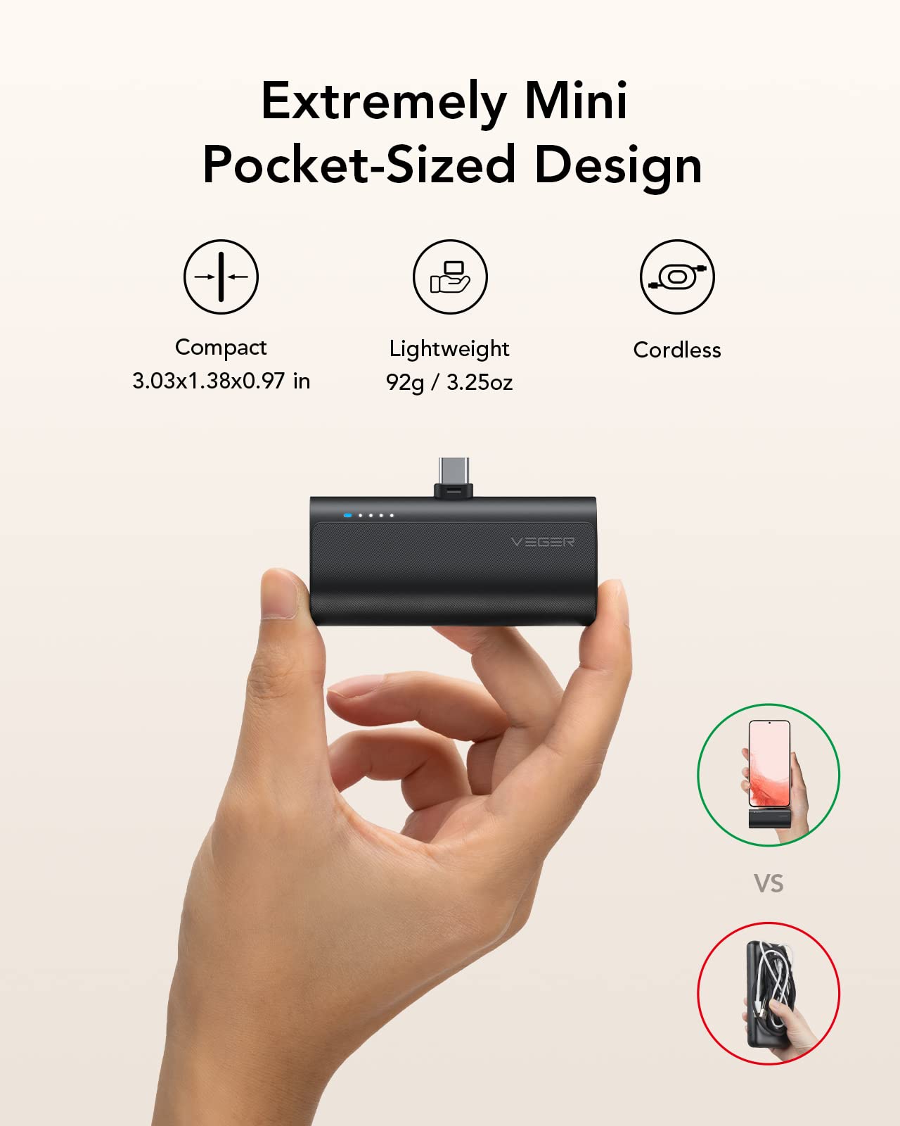 2 Packs of USB C Portable Chargers, 5000mAh Portable Android Chargers Fast Charge Cordless Battery Pack Compatible for Samsung Galaxy S22, S21, S20, S10, S9, S8, Pixel, Moto, LG, Oculus Quest, Android