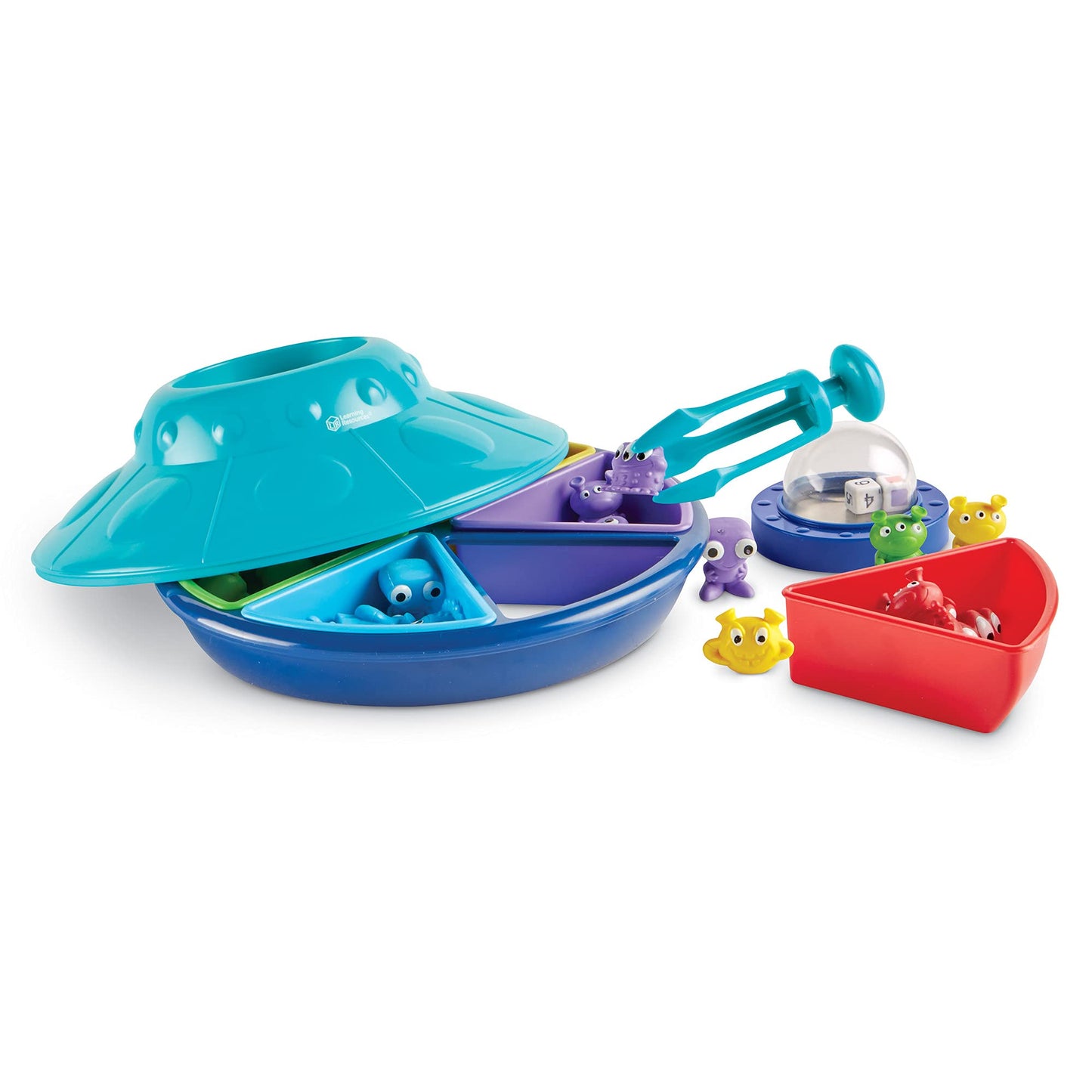 Learning Resources Oodles of Aliens Sorting Saucer, Fine Motor Skills, Counting and Sorting Toys, Preschool Games, Educational Toys, 48 Pieces, Ages 4+