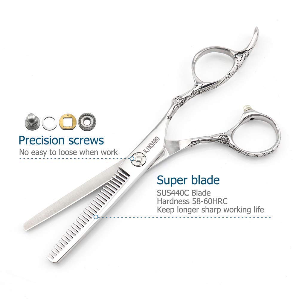 6 Inch Hair shears hair cutting scissors and 6 Inch hair thinning scissors rose handle