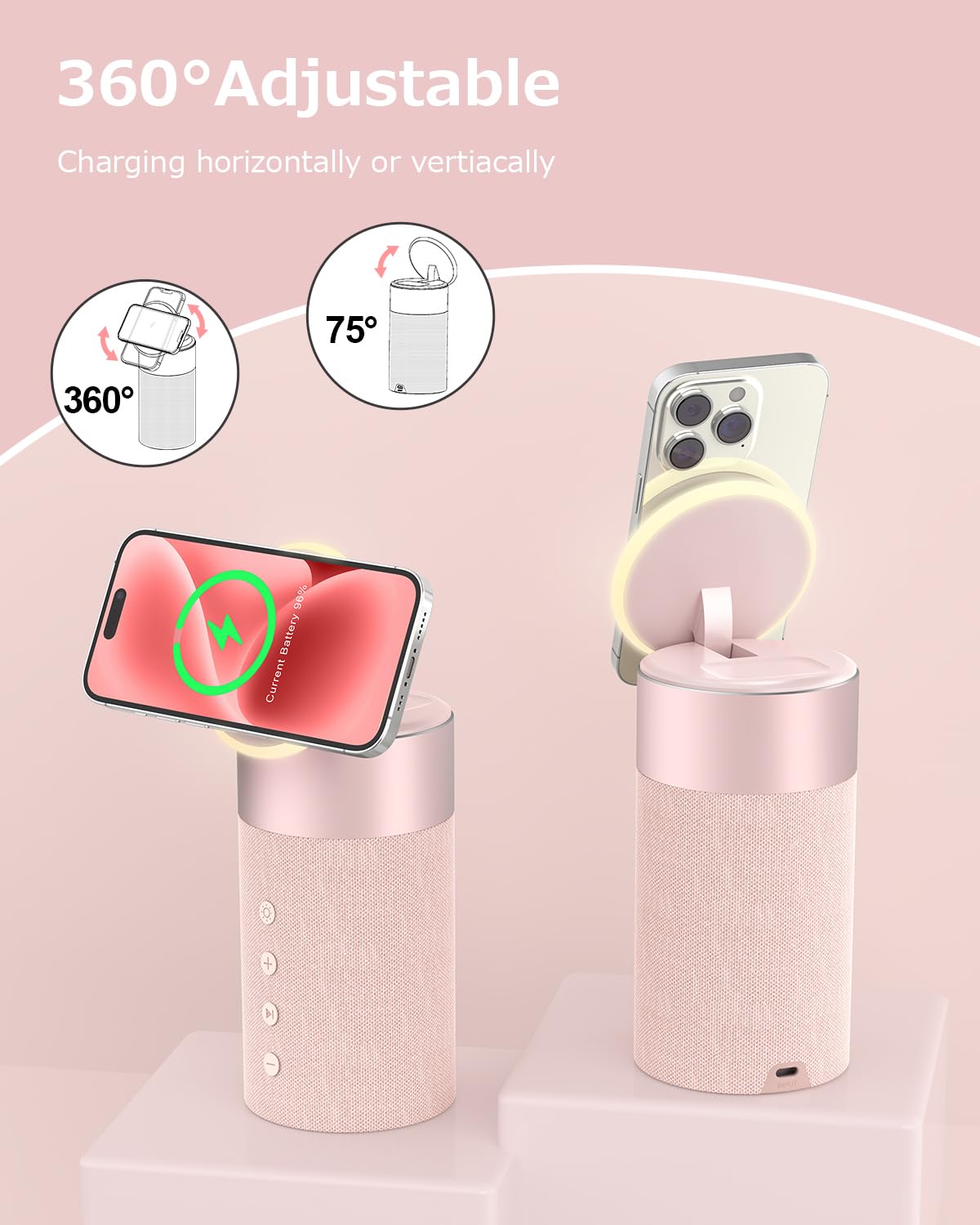 COLSUR Bluetooth Speaker with Night Light, Magnetic Wireless Charger, 2 in 1 Wireless Charging Station for iPhone 16/15/14/13/12 Series, AirPods Pro/3/2, Gift for Teens/Women/Girls/Boys/Man