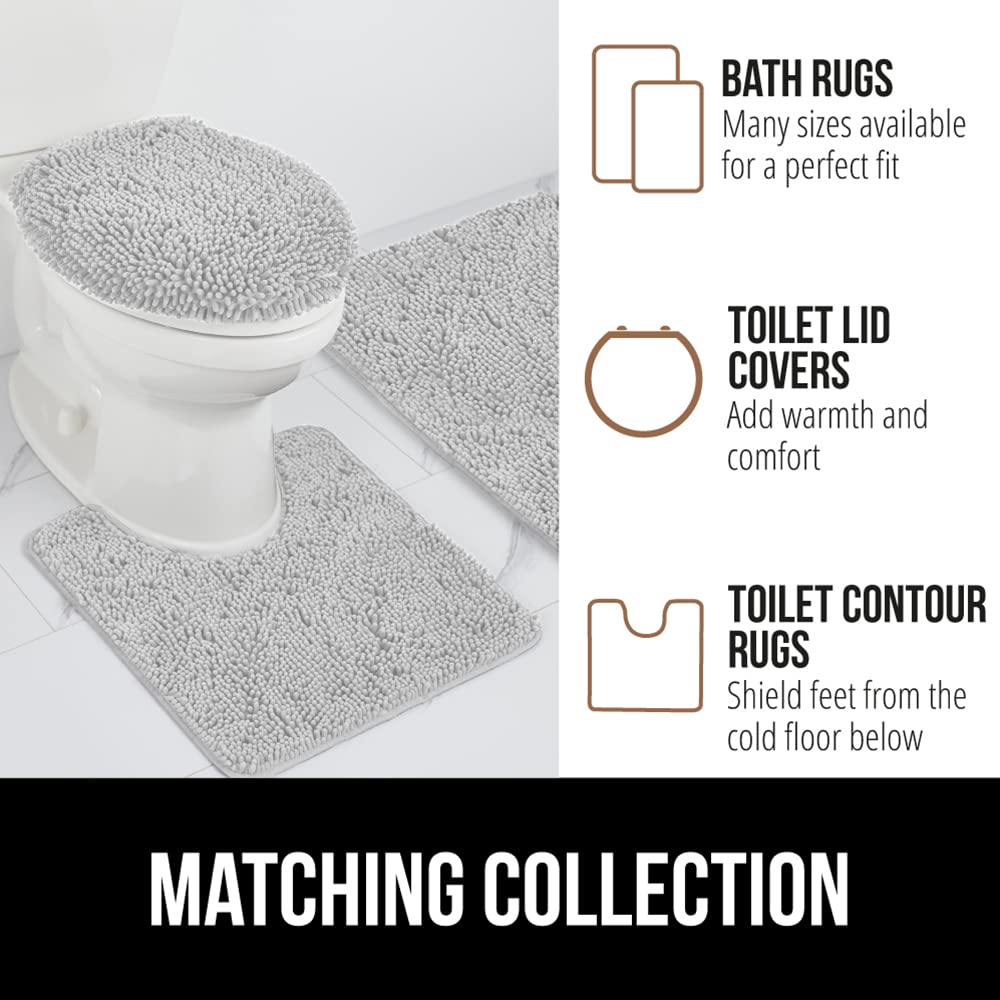 GORILLA GRIP Bath Rug Mat 70x24, Thick Soft Absorbent Chenille, Quick Dry Microfiber Mats, Rubber Backing Machine Washable Shower Floor Rugs, Bathmat Runner, Bathroom Home Decor Accessories Light Gray