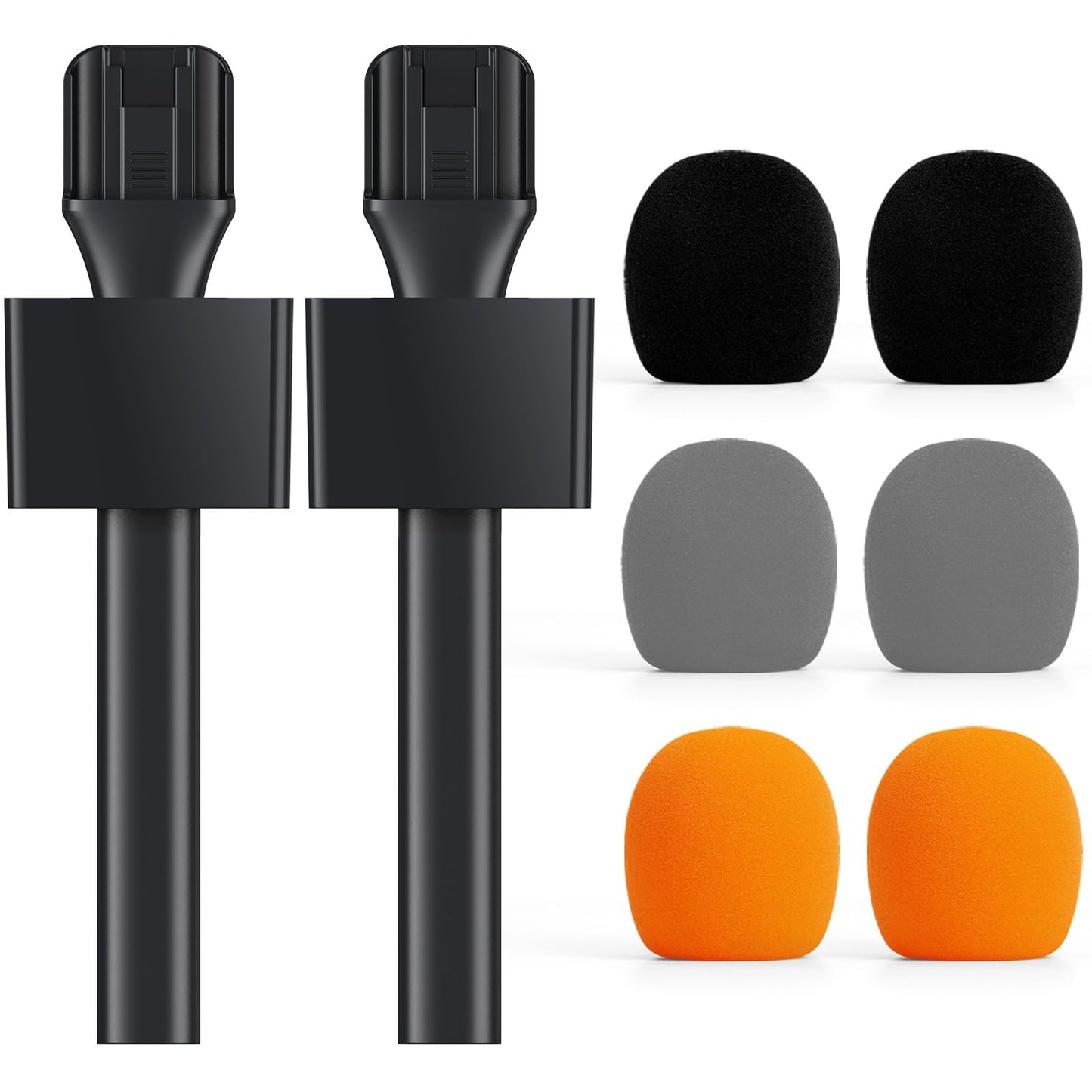 TONOR 2-Pack Handheld Adaptor for Interview Mic, Wireless Microphone Holder for Lavalier, Compatible with Rode, DJI and All Lav Mic, Microfono Solapa Stand with Flag Station, Windproof Foam, TP20